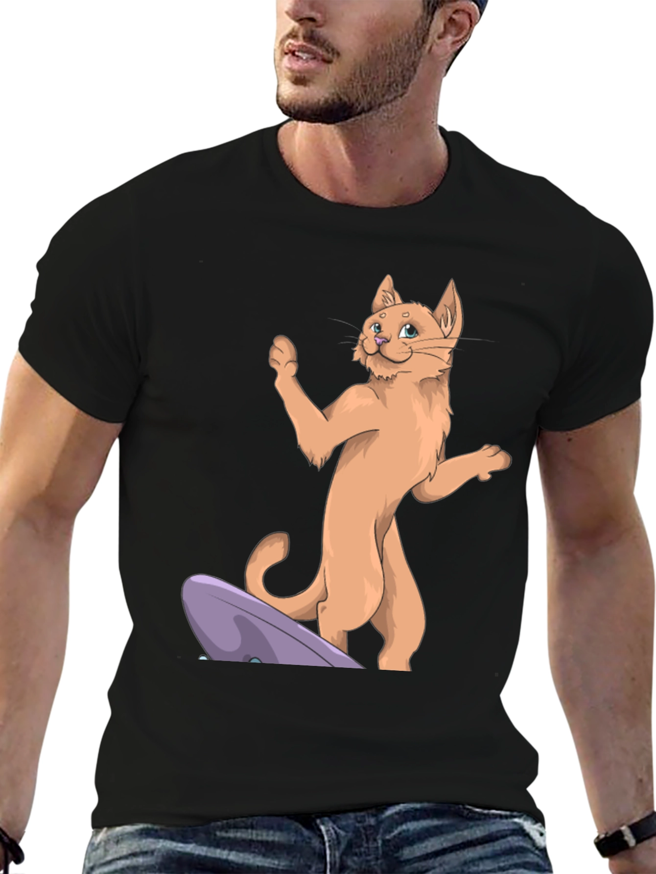 Cat Skateboard T-Shirt - Cool Cartoon Tee
