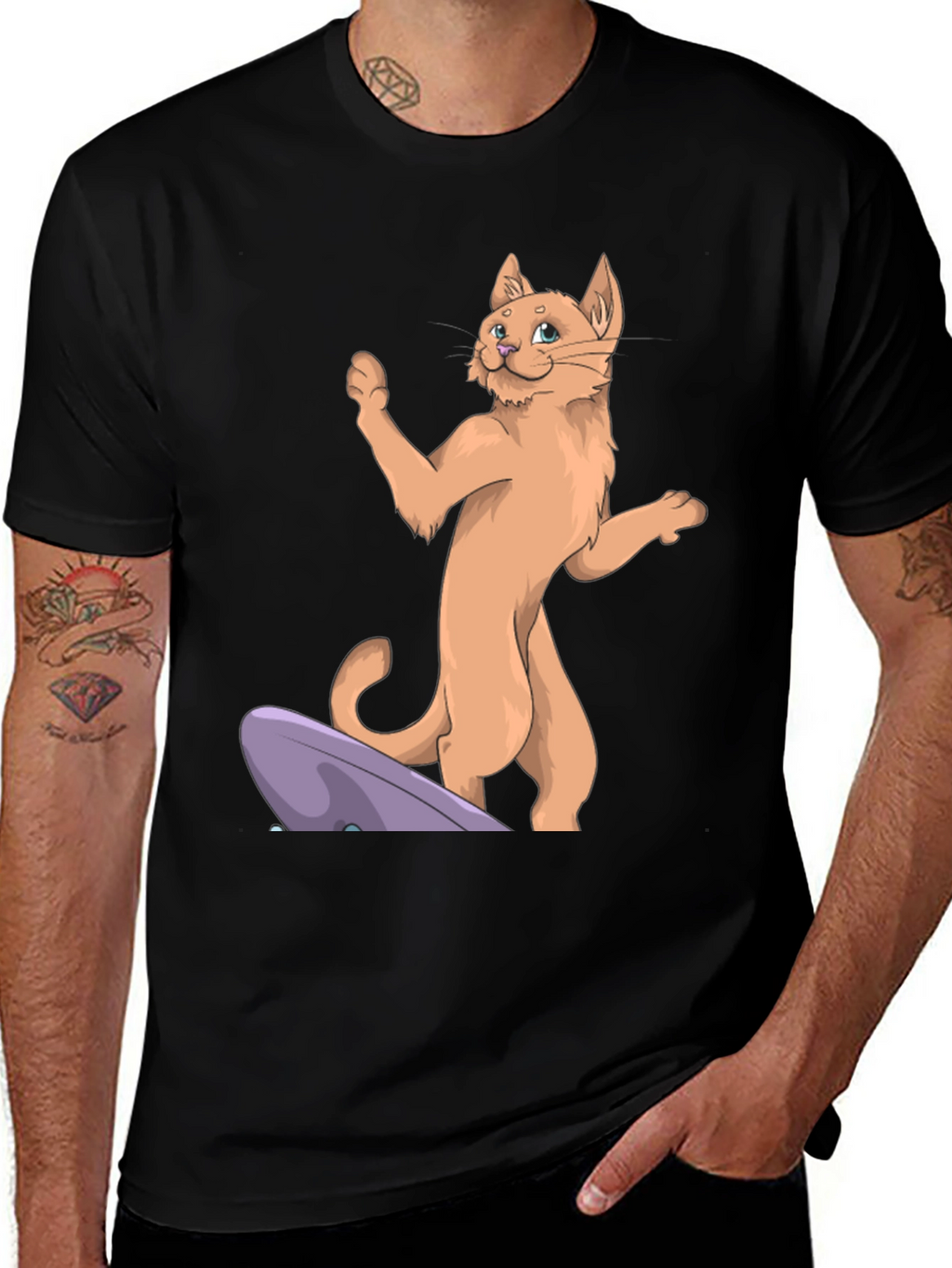 Cat Skateboard T-Shirt - Cool Cartoon Tee