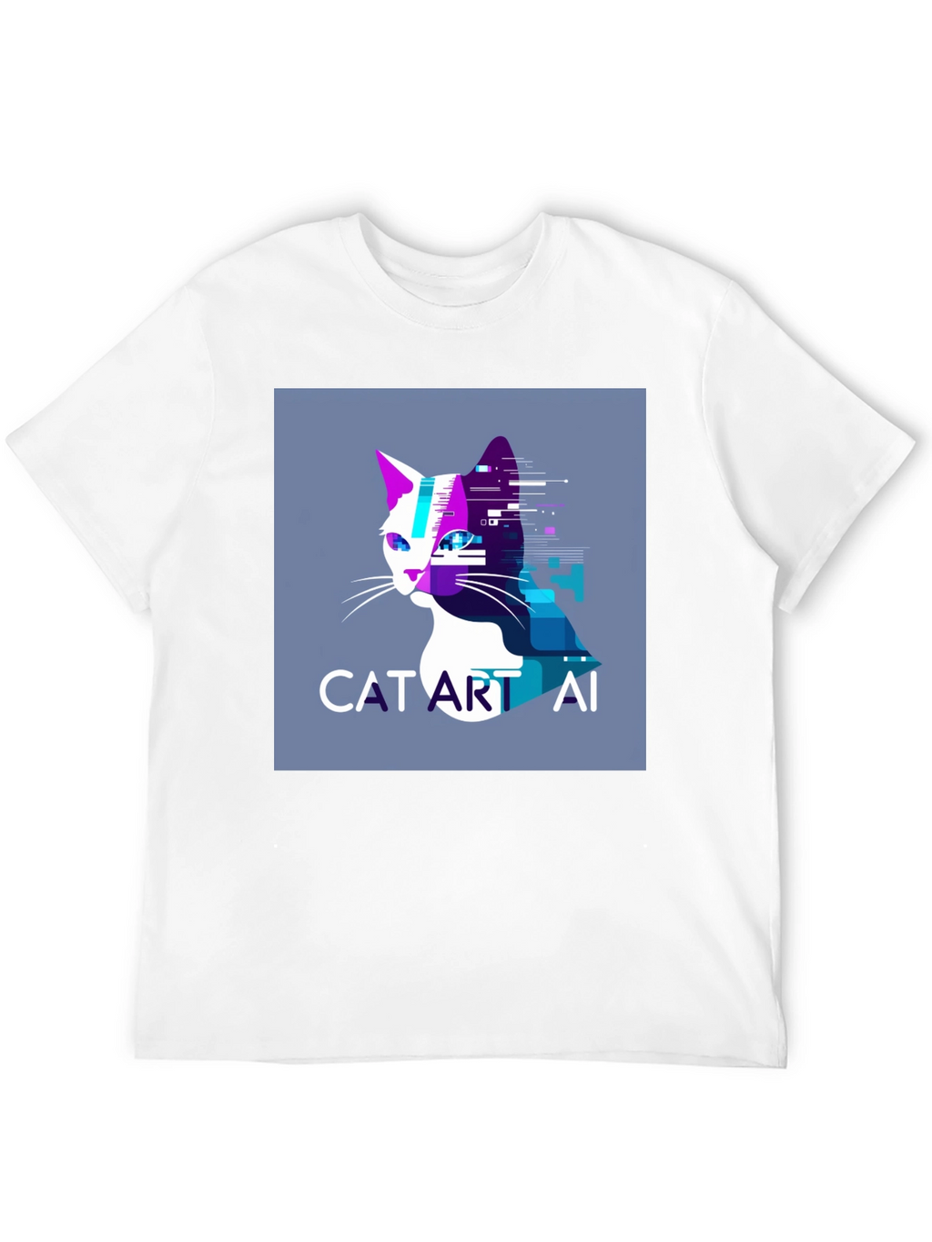 Cat Art AI Graphic Black T-Shirt