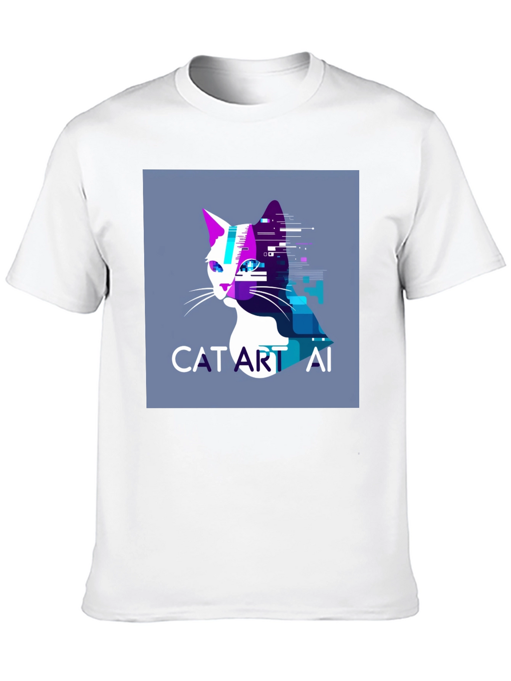 Cat Art AI Graphic Black T-Shirt