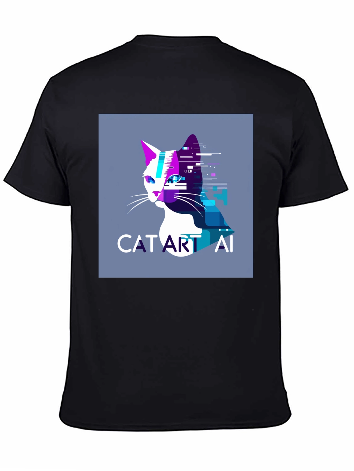Cat Art AI Graphic Black T-Shirt