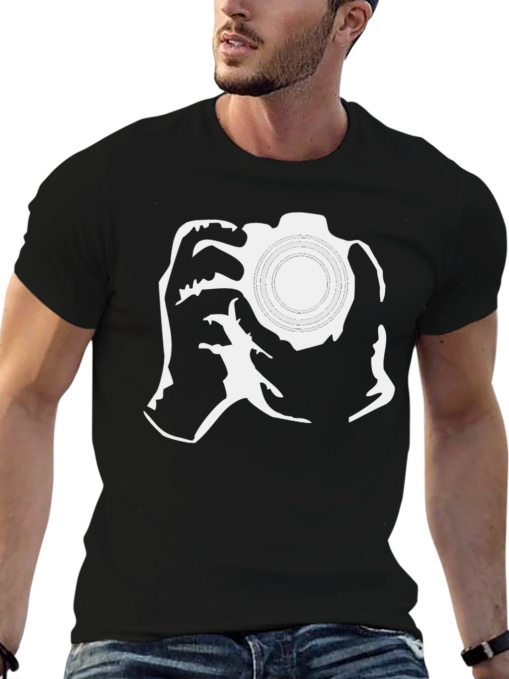 Camera Graphic Black Tee - Photographer Gift