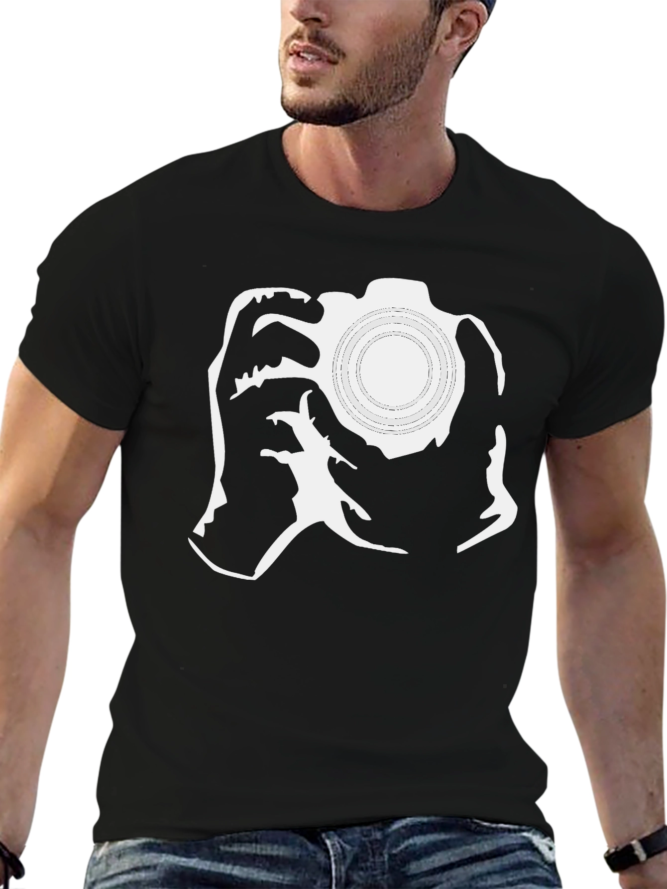 Camera Graphic Black Tee - Photographer Gift