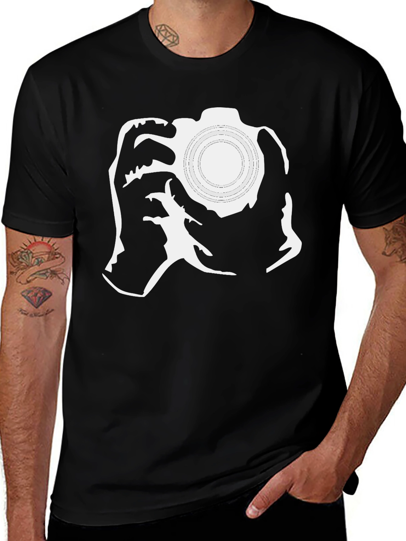 Camera Graphic Black Tee - Photographer Gift
