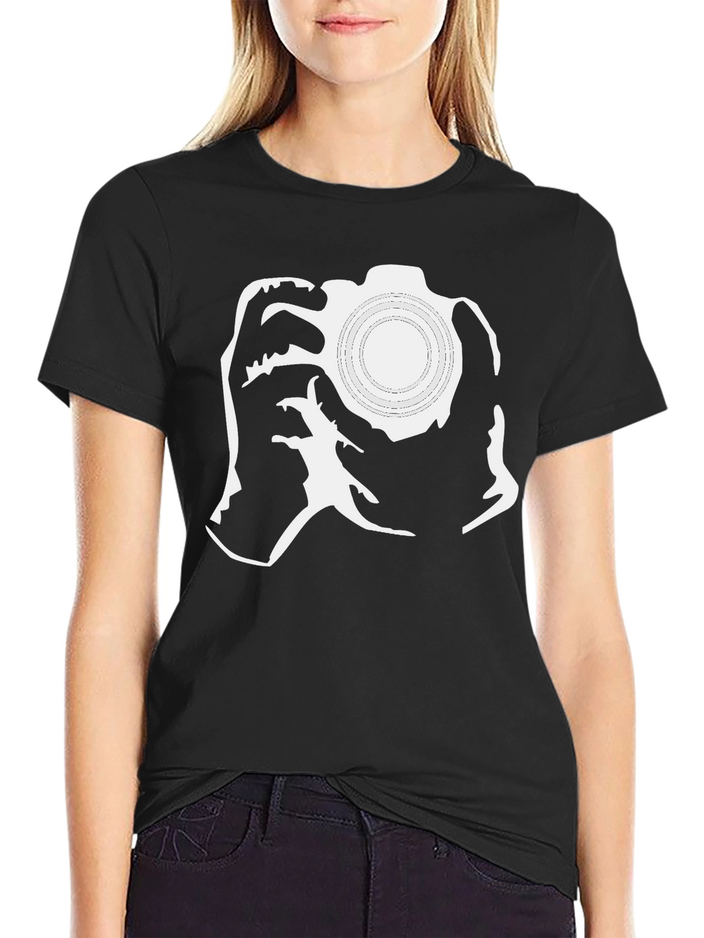 Camera Graphic Black Tee - Photographer Gift