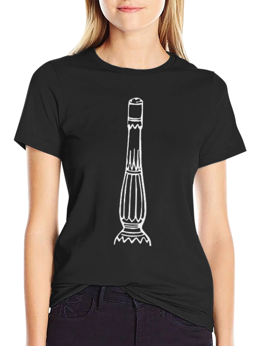 Mens Black T-Shirt with White Beater Design