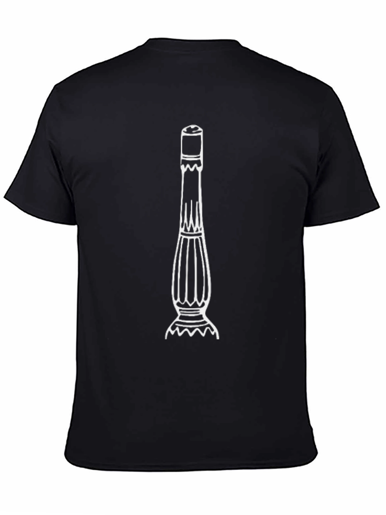 Mens Black T-Shirt with White Beater Design