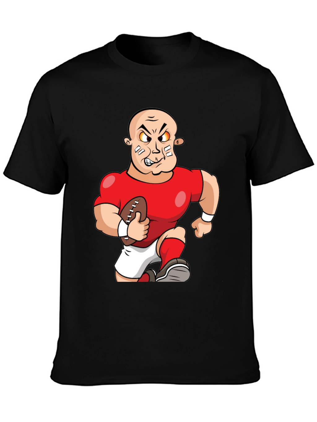 Cartoon Football Player Black T-Shirt