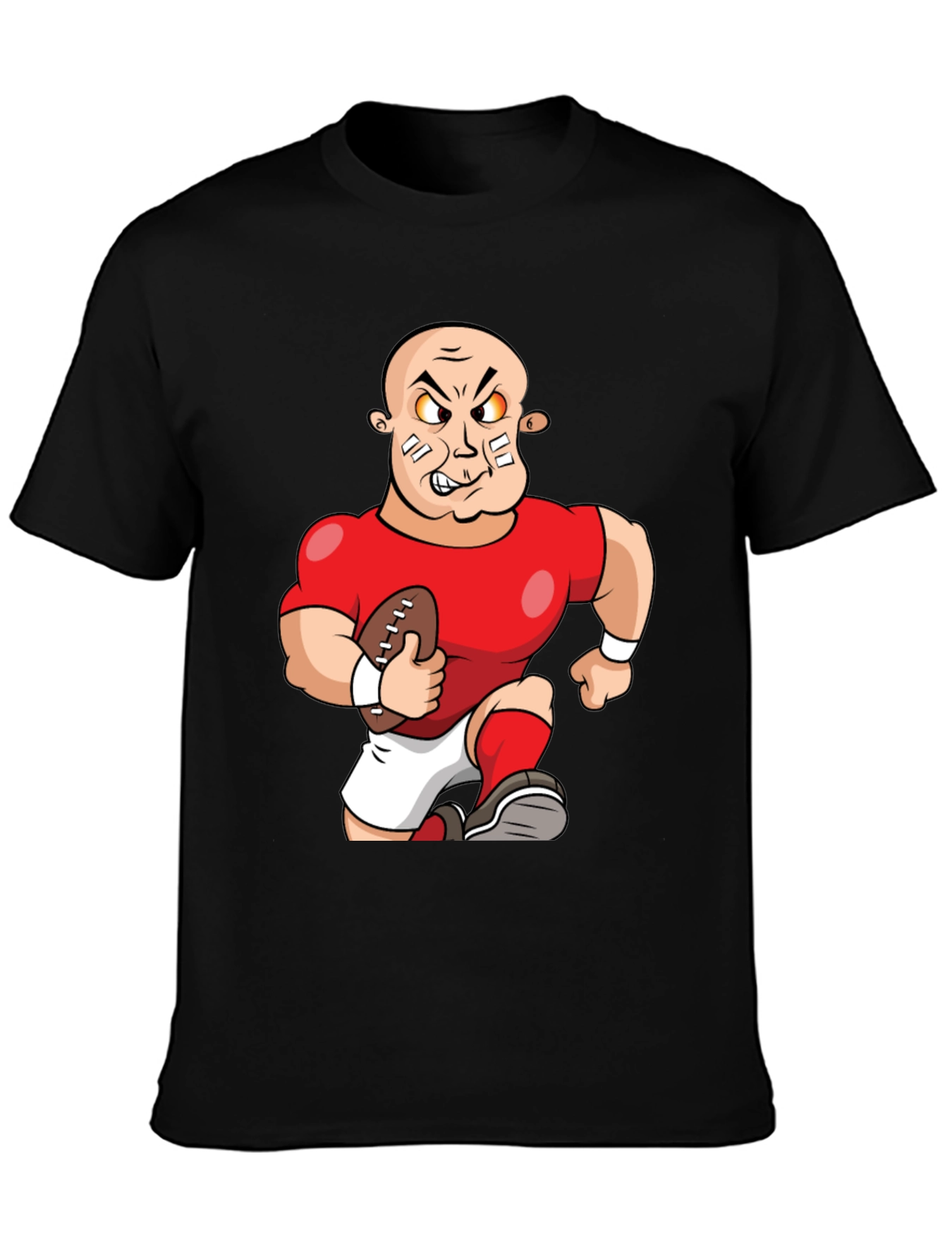 Cartoon Football Player Black T-Shirt