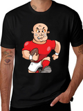 Cartoon Football Player Black T-Shirt