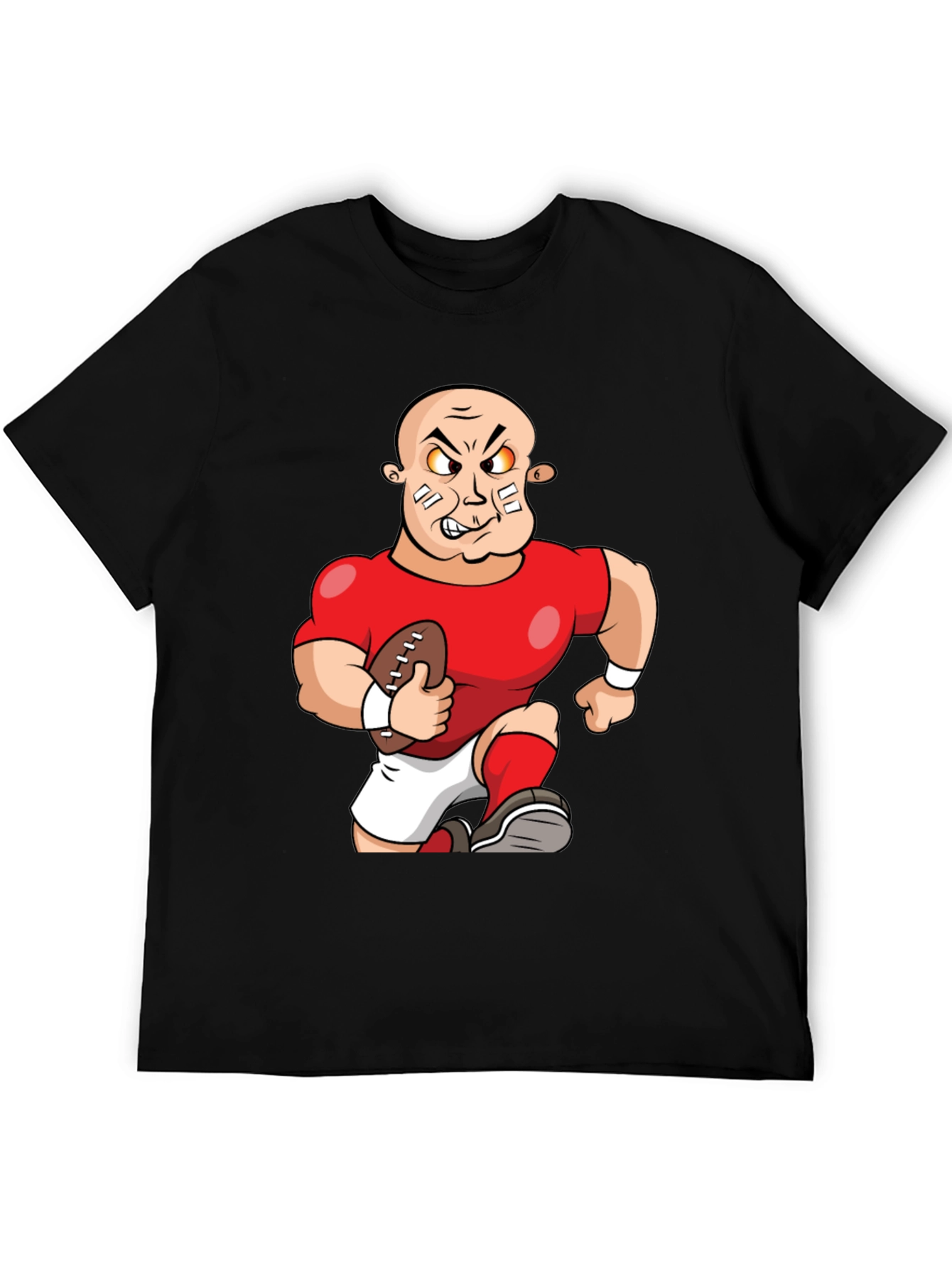 Cartoon Football Player Black T-Shirt
