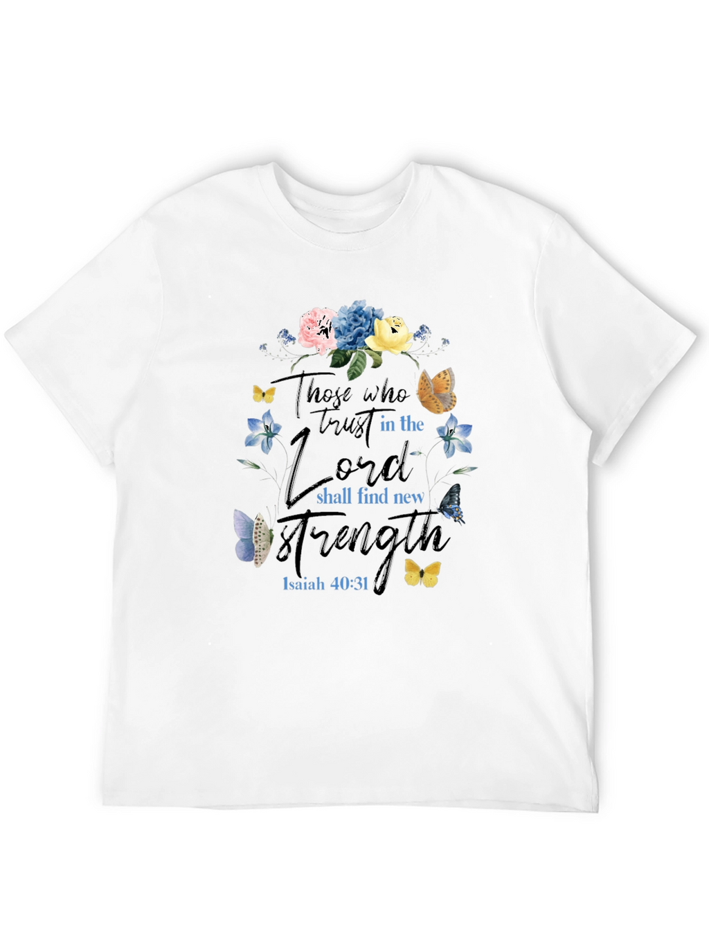 Faith-Based Floral T-Shirt - Isaiah 40:31