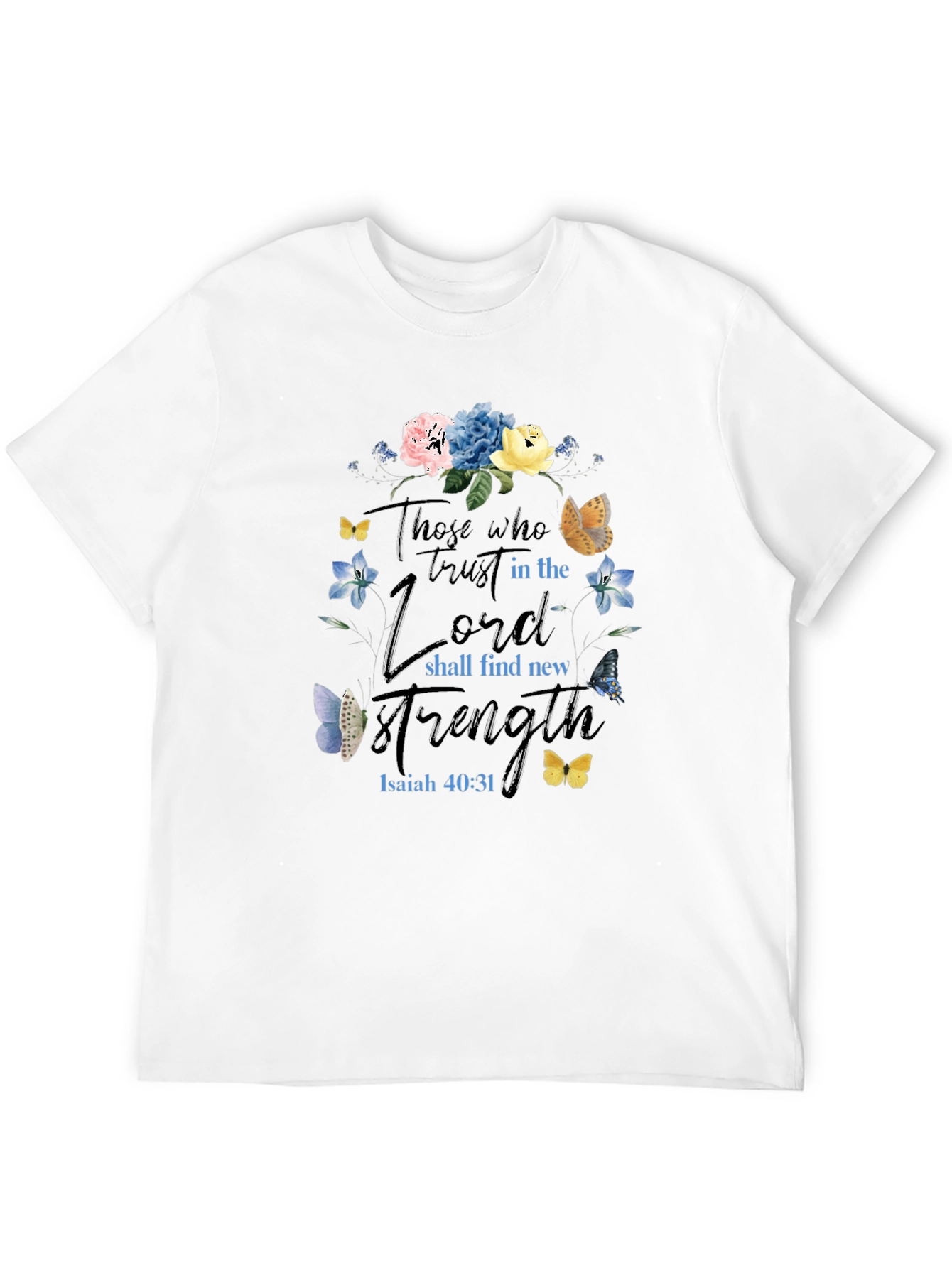 Faith-Based Floral T-Shirt - Isaiah 40:31