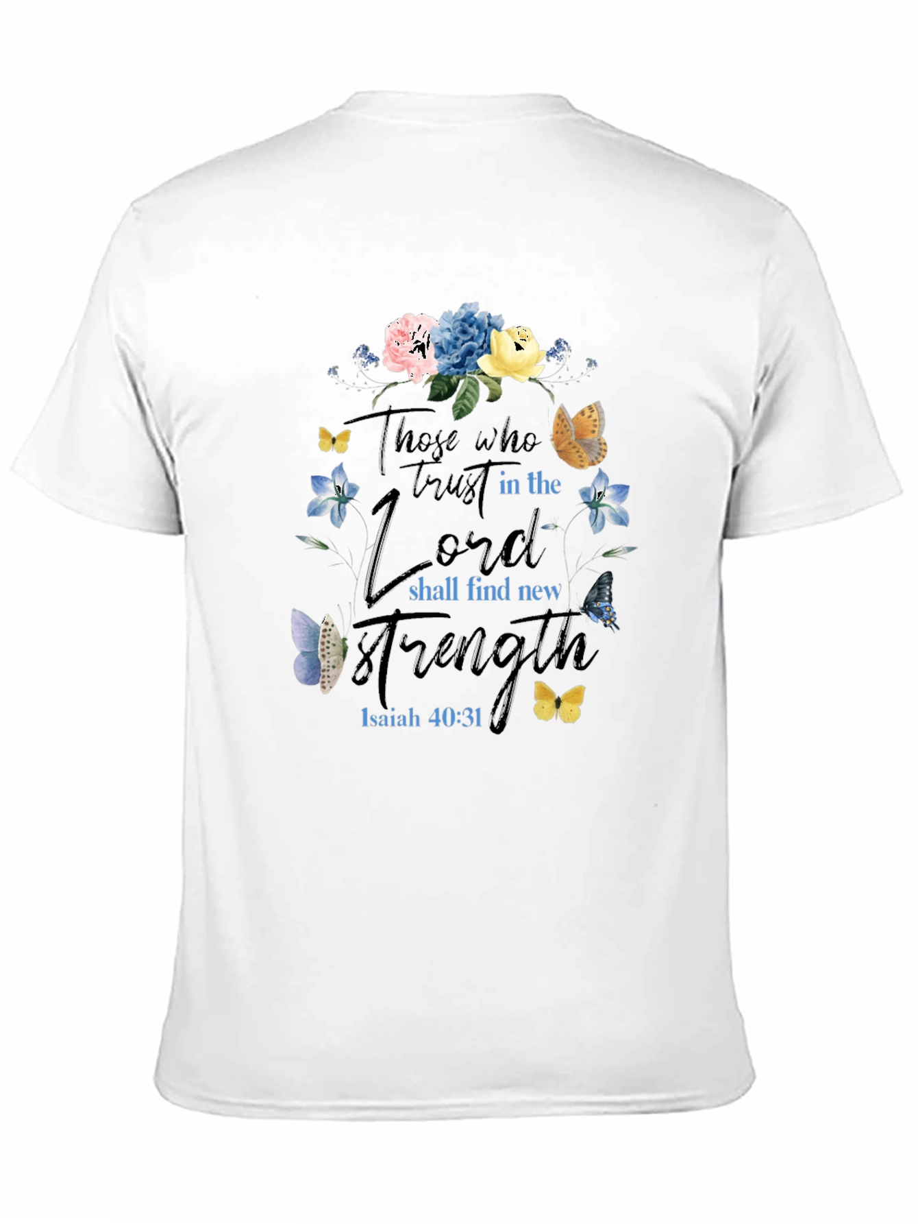 Faith-Based Floral T-Shirt - Isaiah 40:31