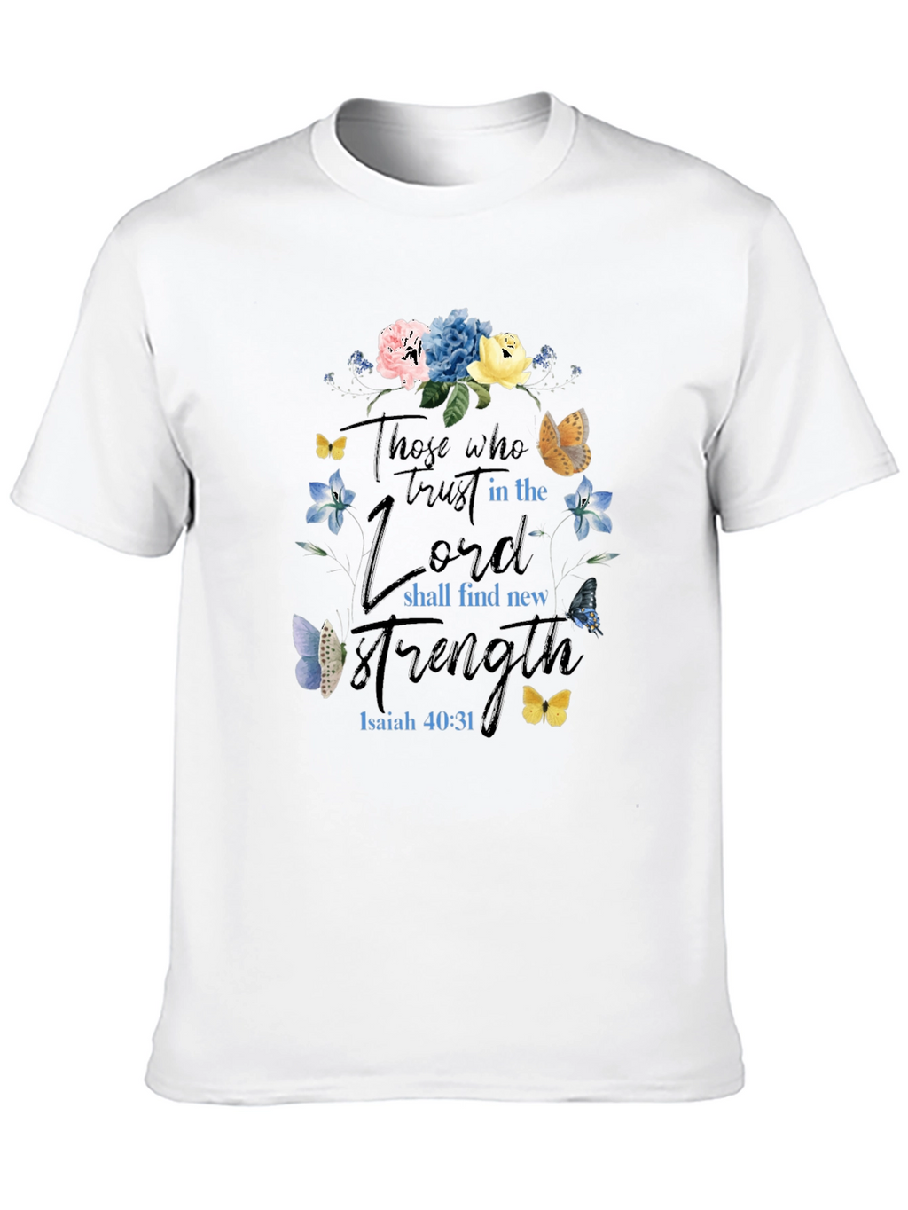 Faith-Based Floral T-Shirt - Isaiah 40:31