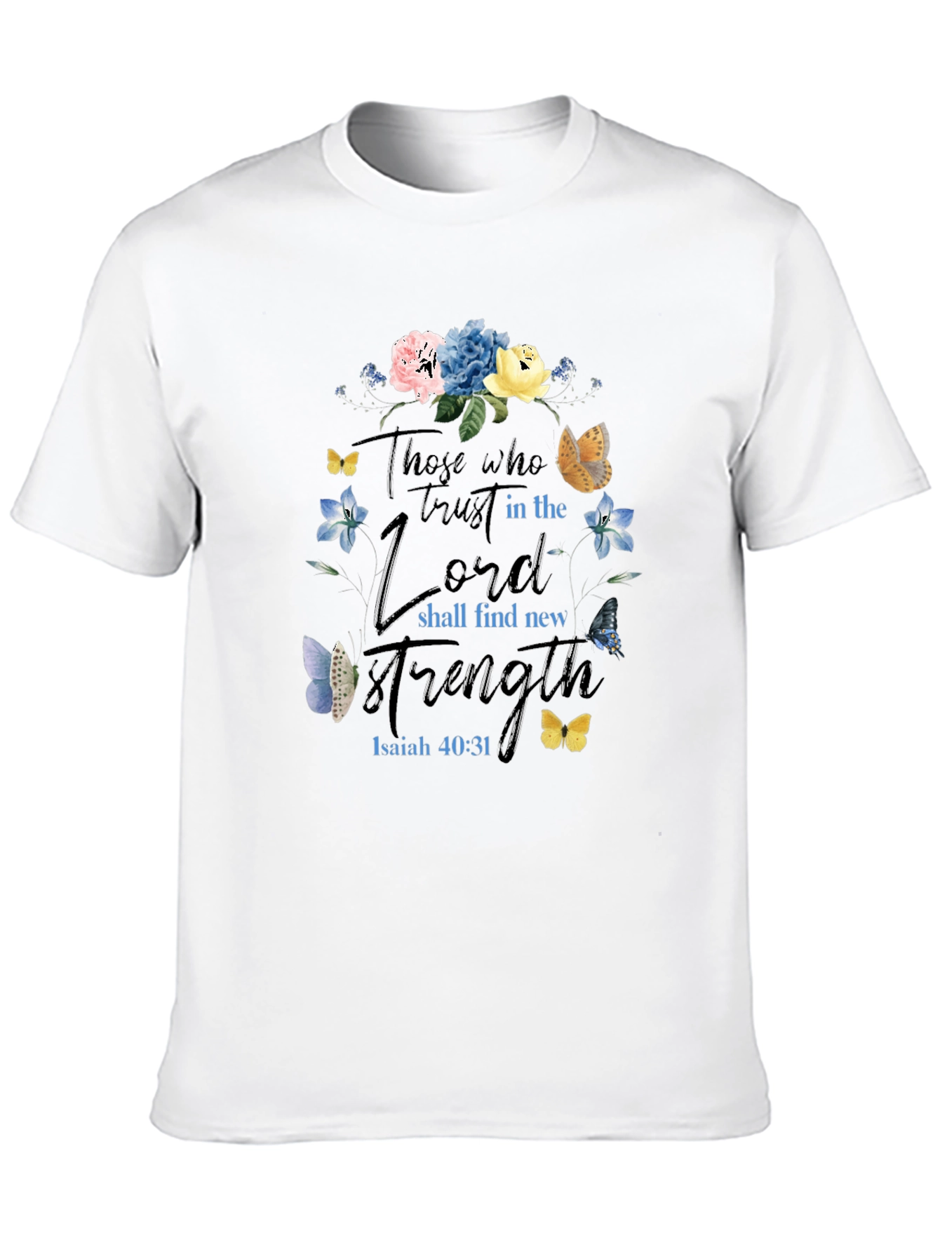 Faith-Based Floral T-Shirt - Isaiah 40:31