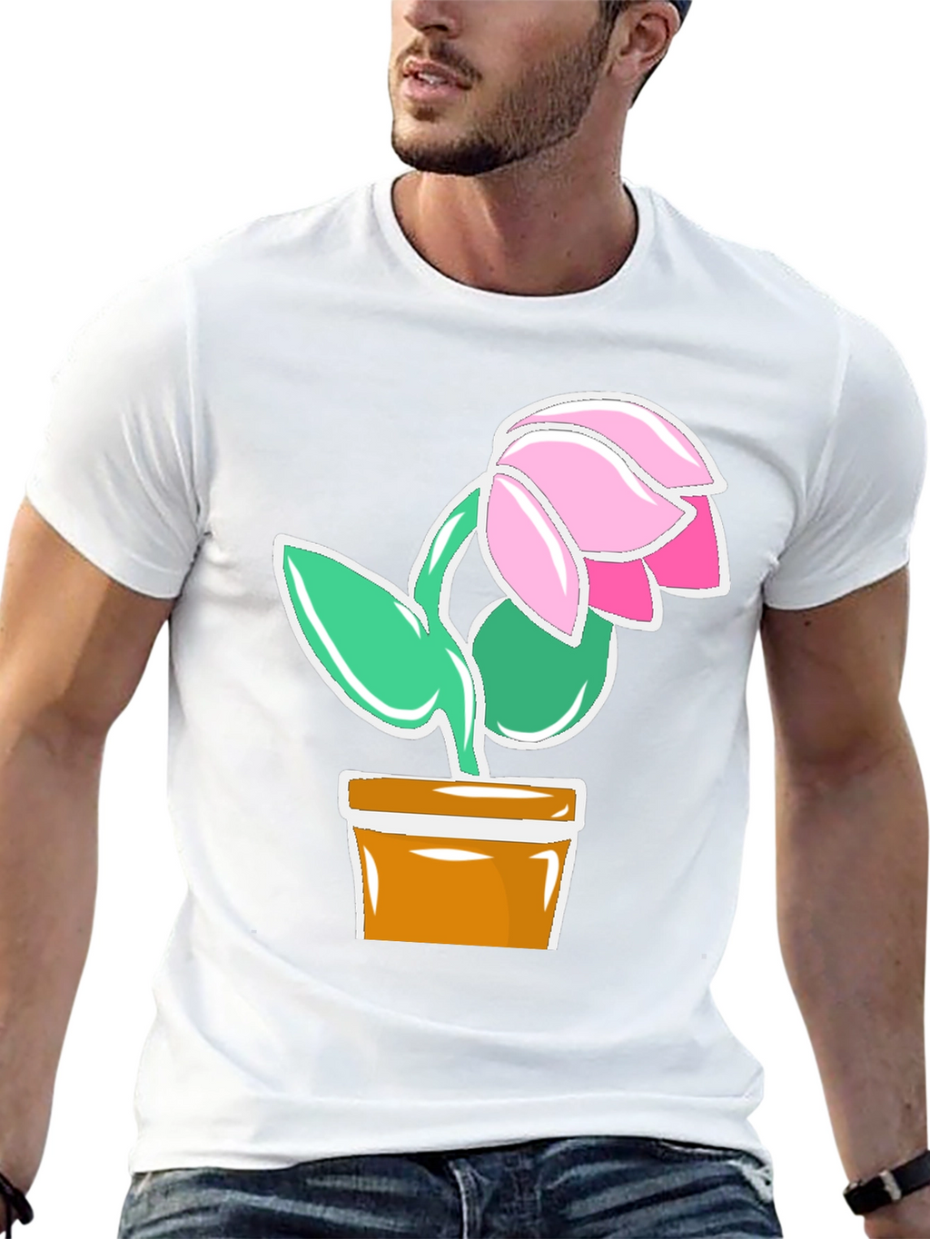 Floral Potted Plant Graphic T-Shirt