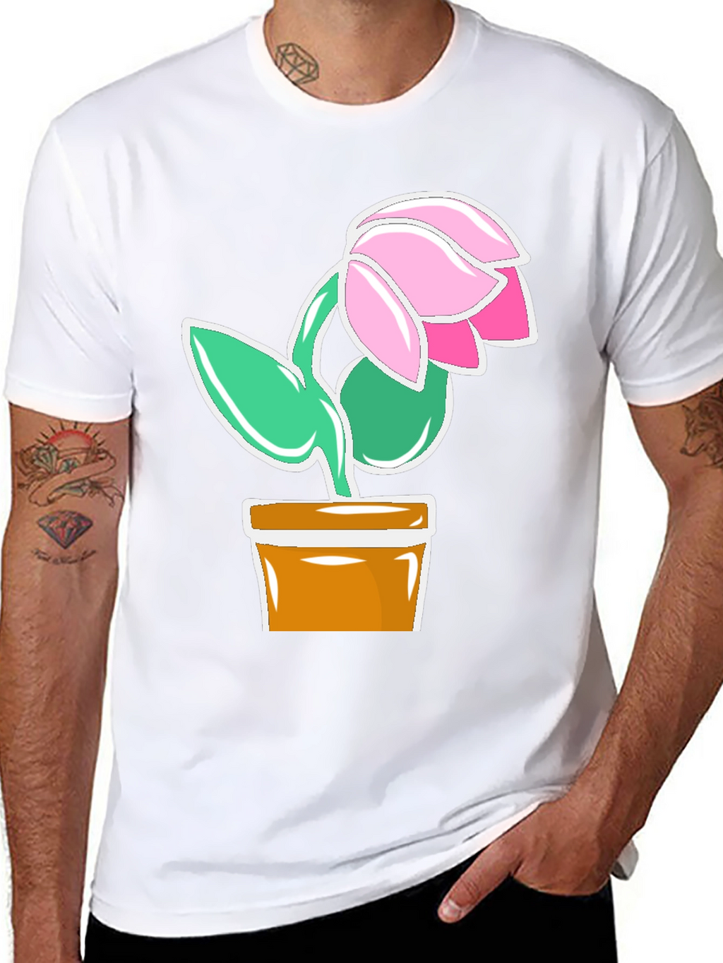 Floral Potted Plant Graphic T-Shirt