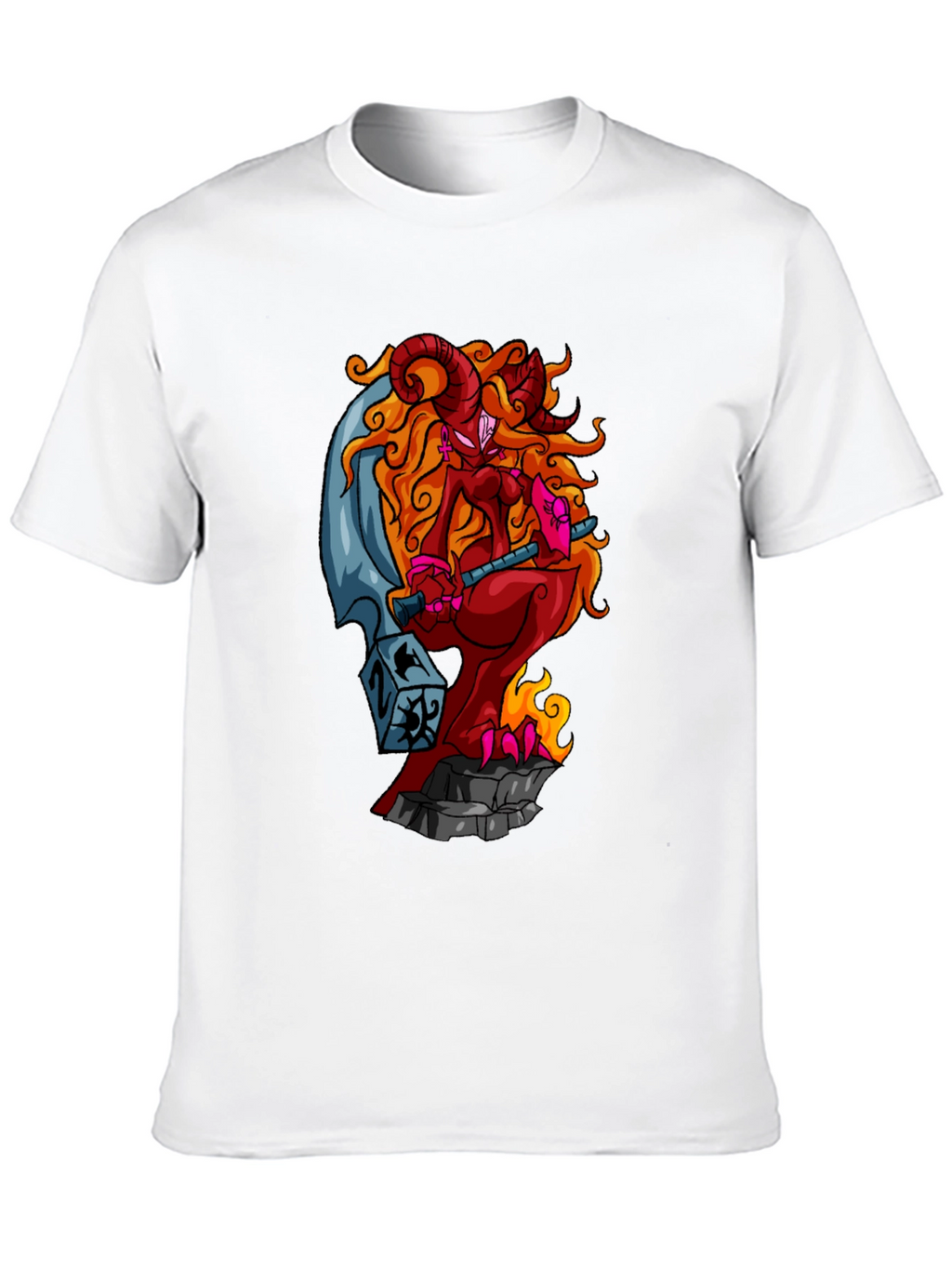 Fiery Demon Girl Graphic Tee - Black