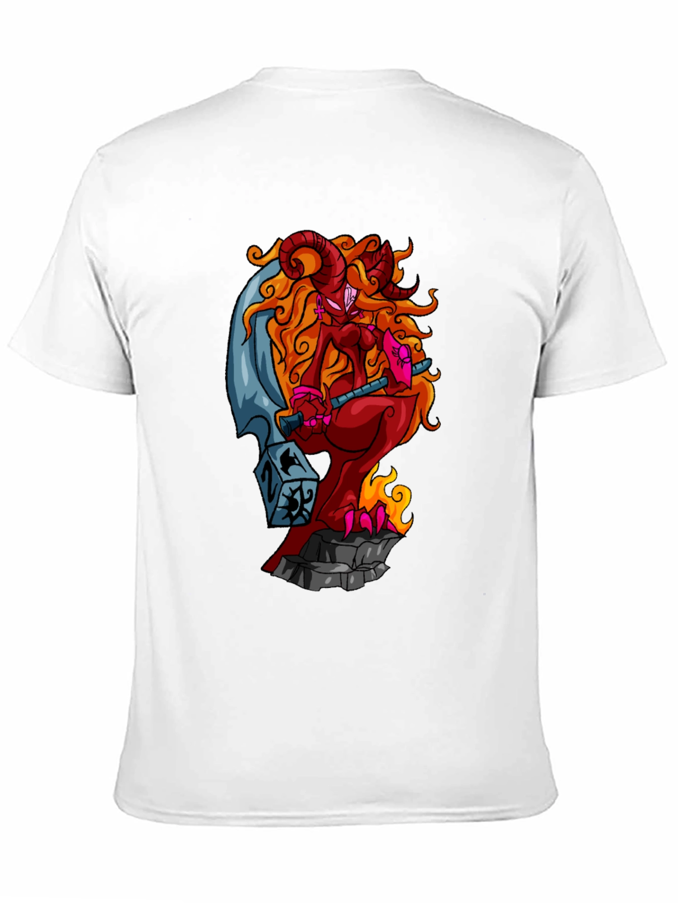Fiery Demon Girl Graphic Tee - Black