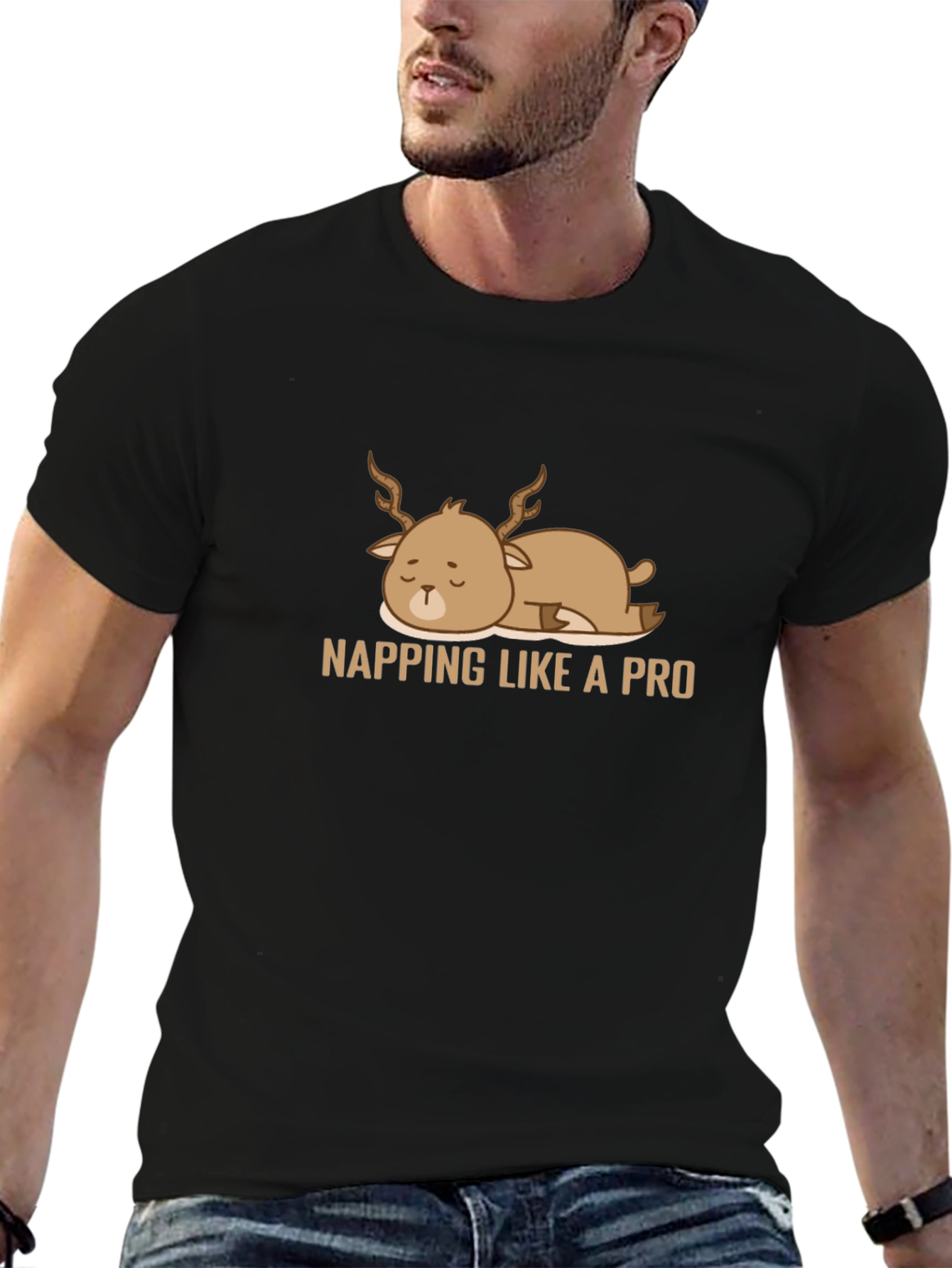 Napping Deer Graphic Tee - Comfy & Casual