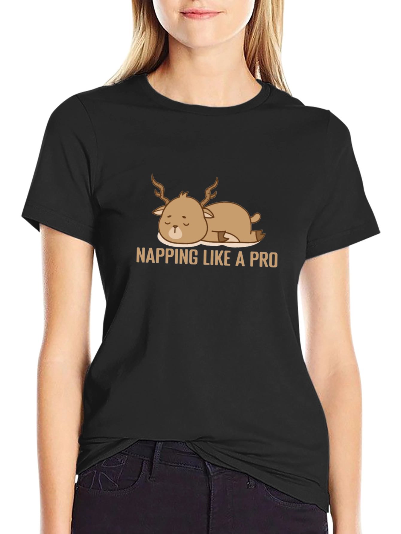 Napping Deer Graphic Tee - Comfy & Casual