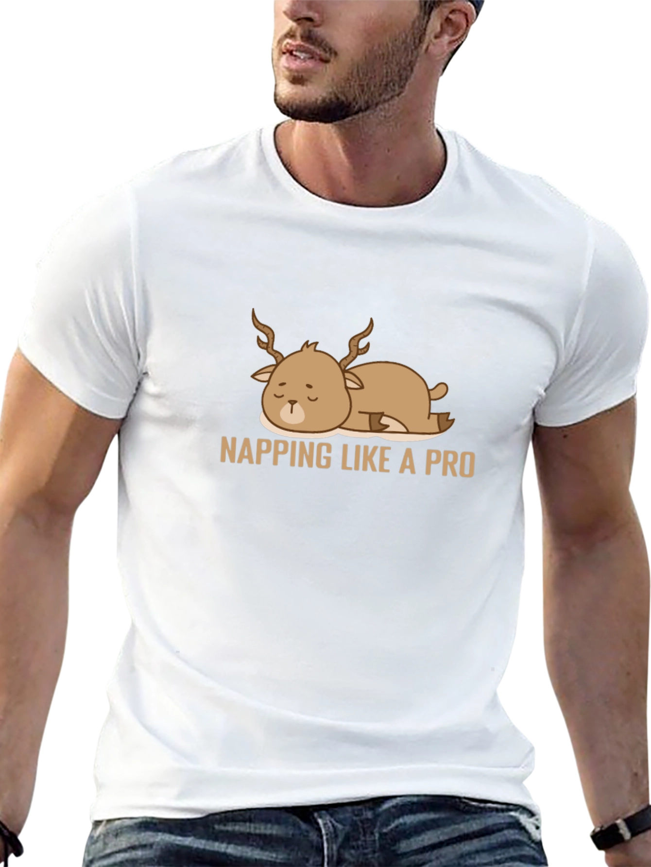 Napping Deer Graphic Tee - Comfy & Casual