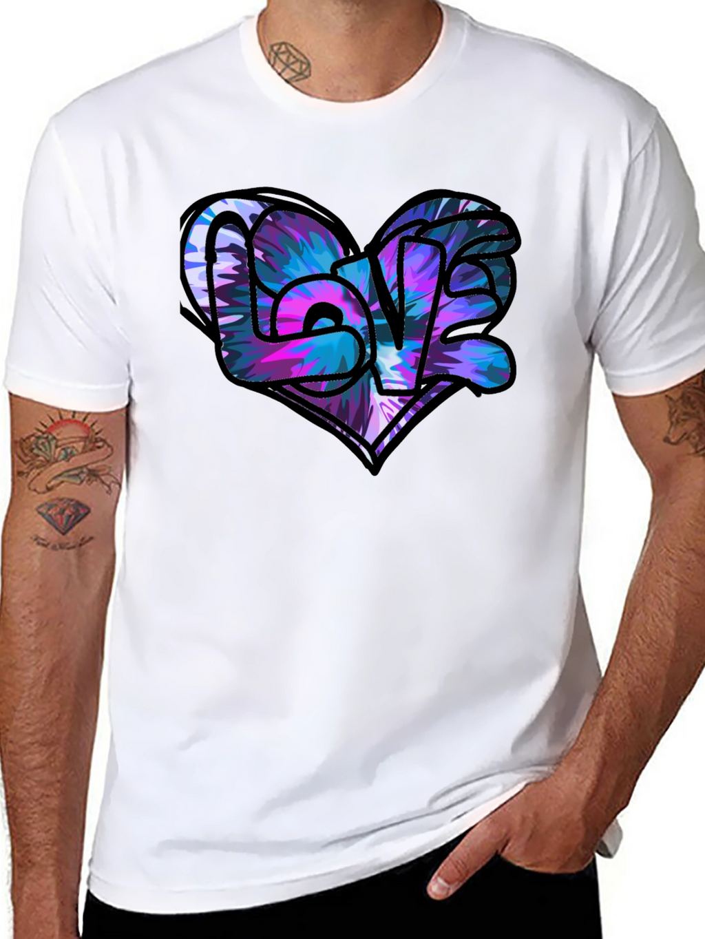 Love Heart Graphic Black T-Shirt