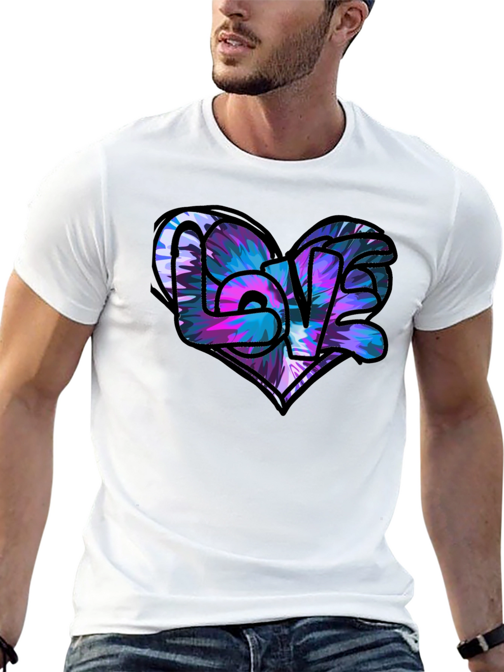 Love Heart Graphic Black T-Shirt