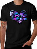Love Heart Graphic Black T-Shirt