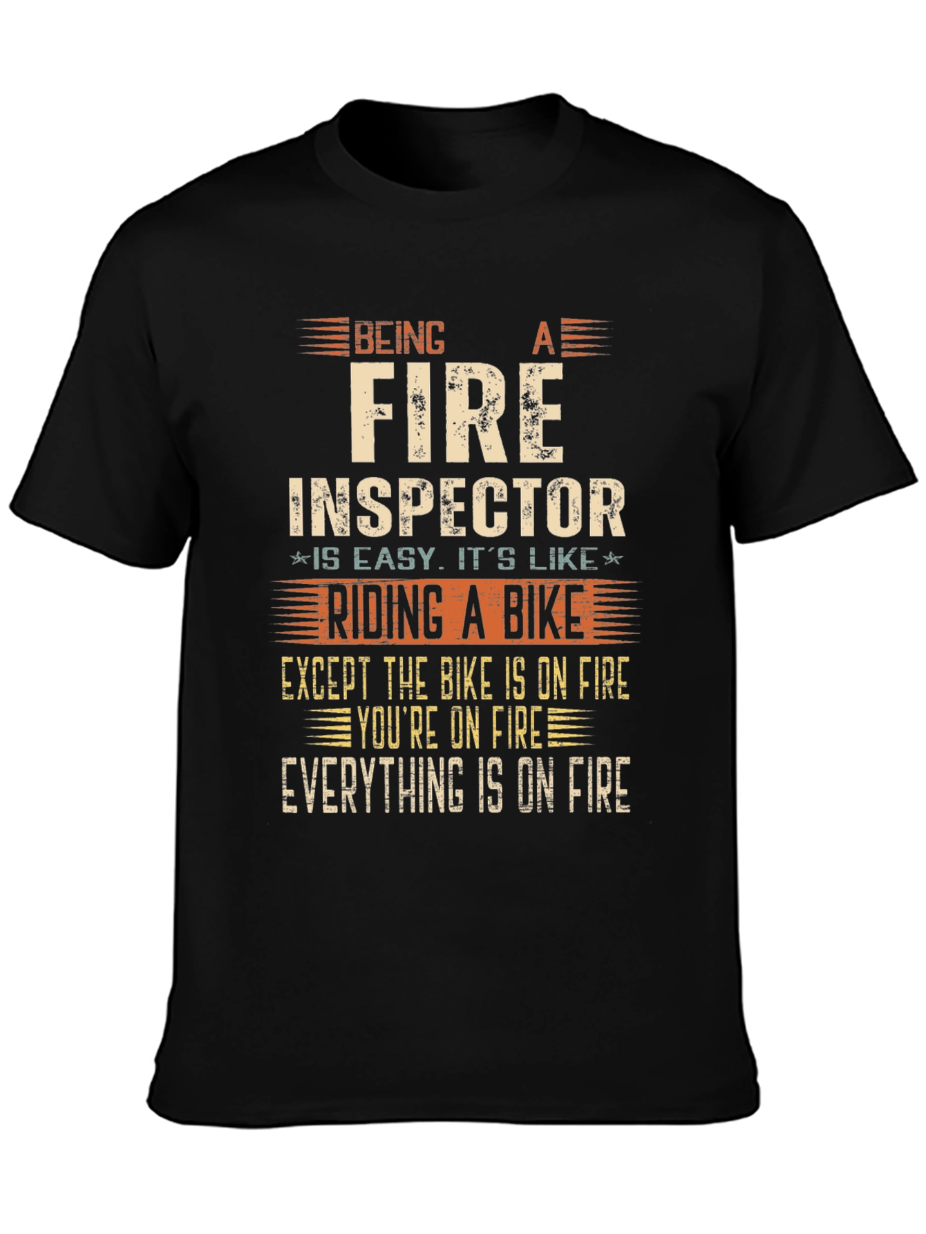 Fire Inspector T-Shirt - Riding a Bike on Fire