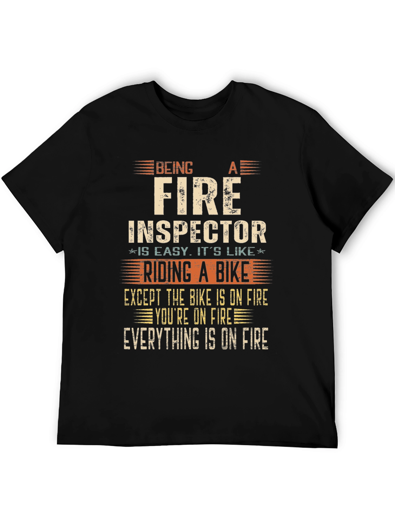 Fire Inspector T-Shirt - Riding a Bike on Fire