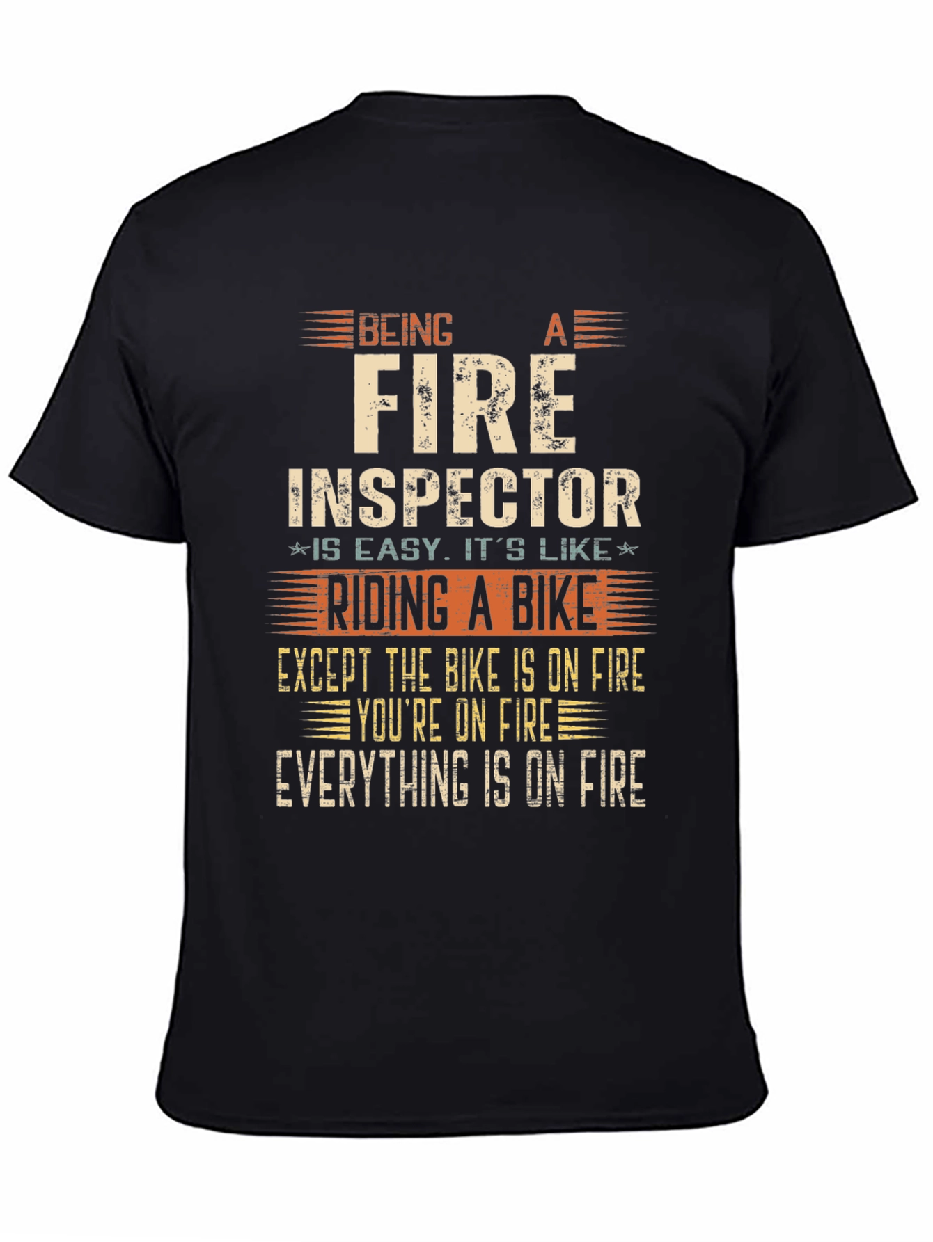 Fire Inspector T-Shirt - Riding a Bike on Fire