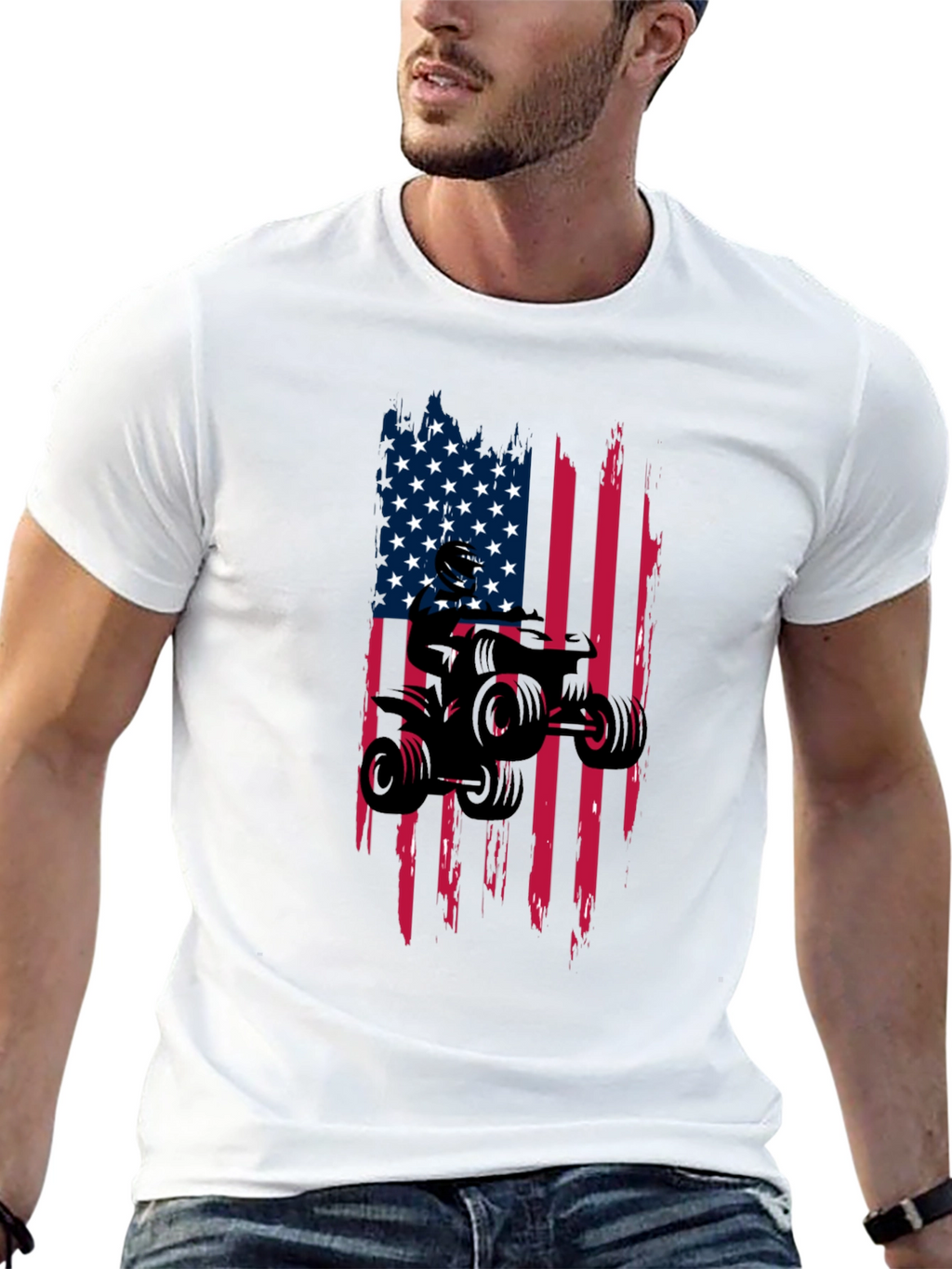 American Flag ATV Ride T-Shirt - Black
