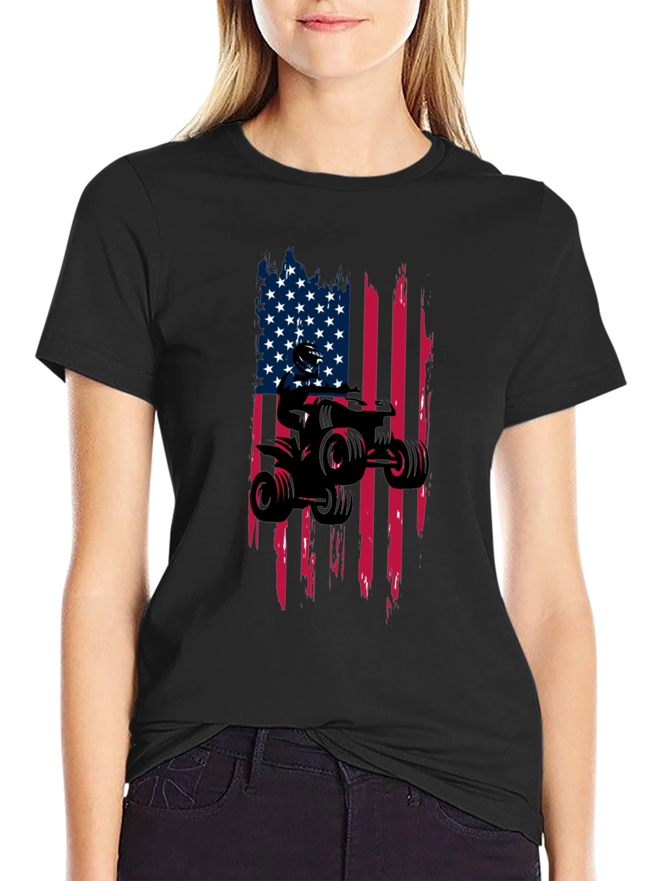 American Flag ATV Ride T-Shirt - Black