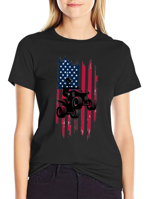 American Flag ATV Ride T-Shirt - Black