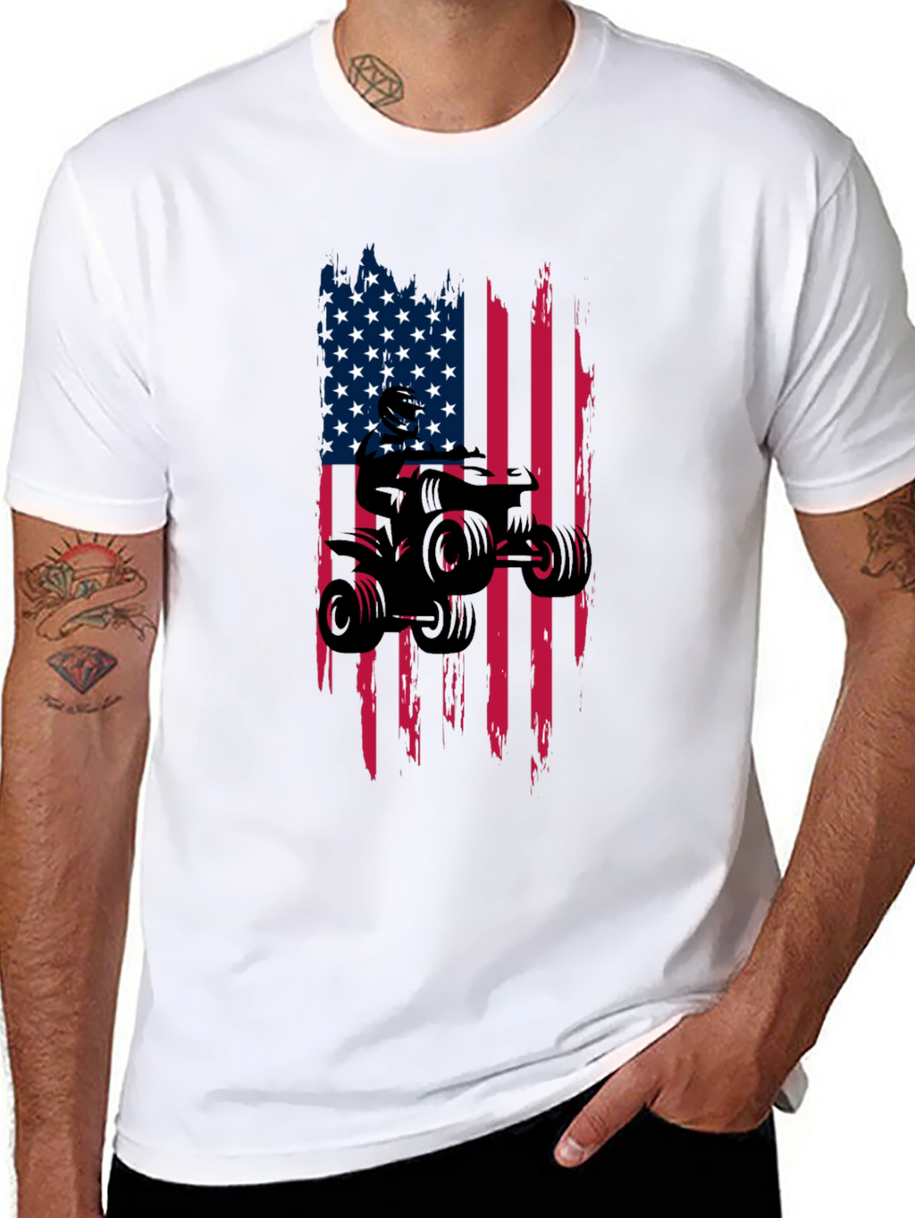 American Flag ATV Ride T-Shirt - Black