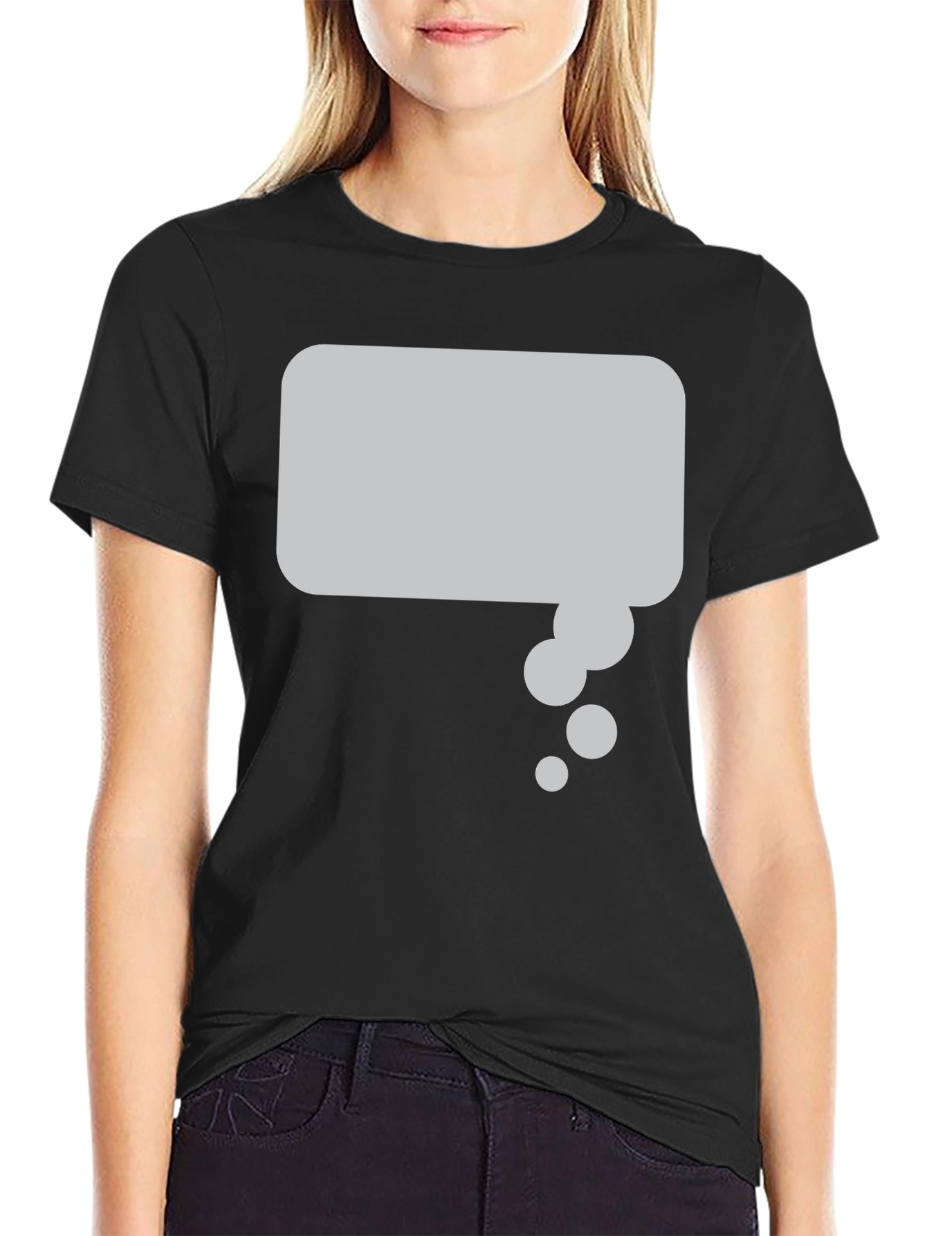 Black T-Shirt with Thought Bubble Graphic