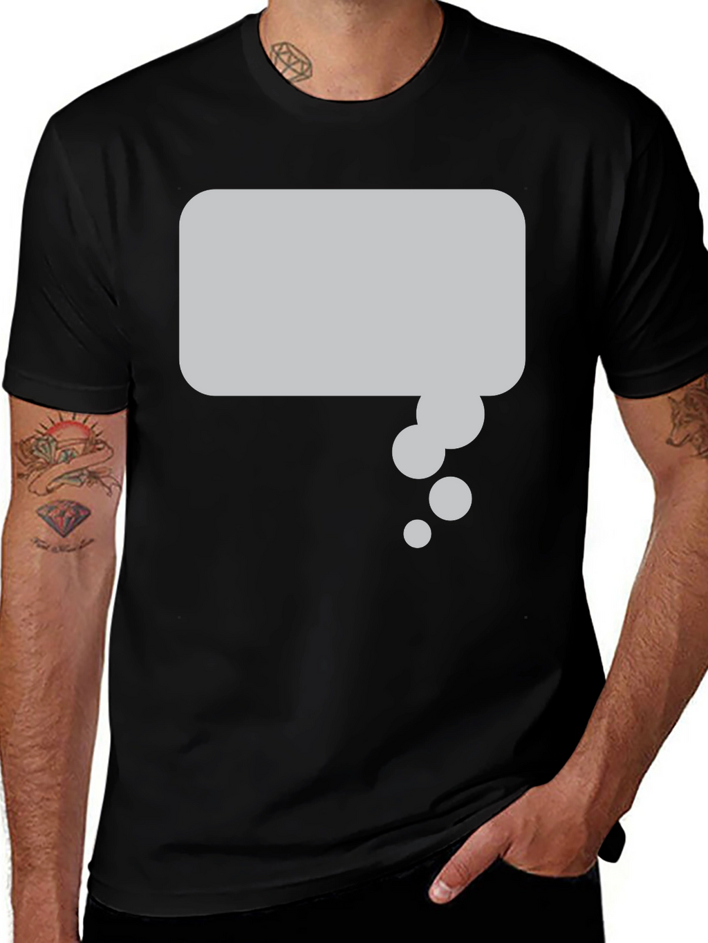 Black T-Shirt with Thought Bubble Graphic