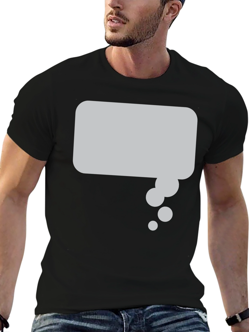 Black T-Shirt with Thought Bubble Graphic