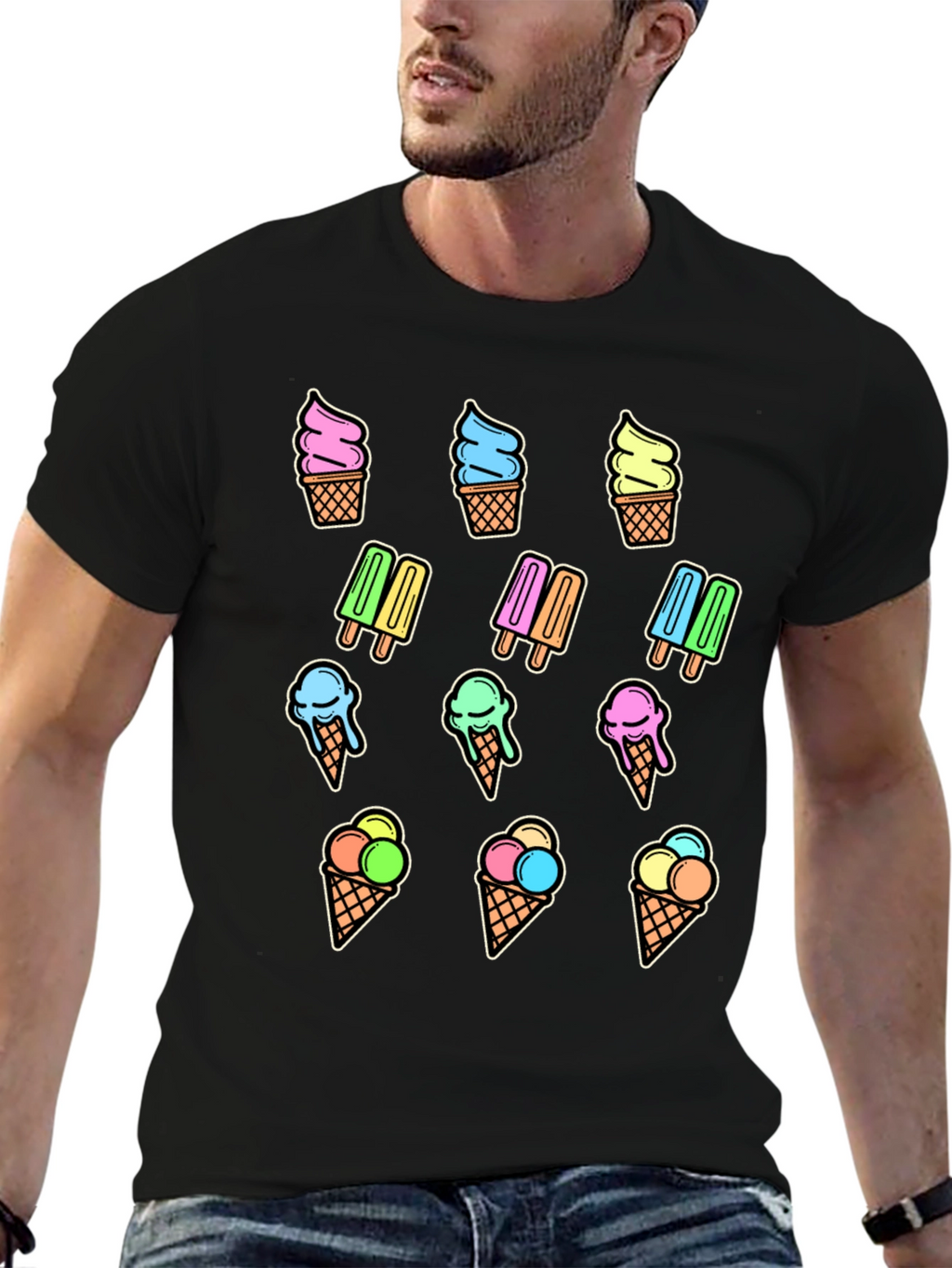 Fun Ice Cream Print T-Shirt - Summer Style