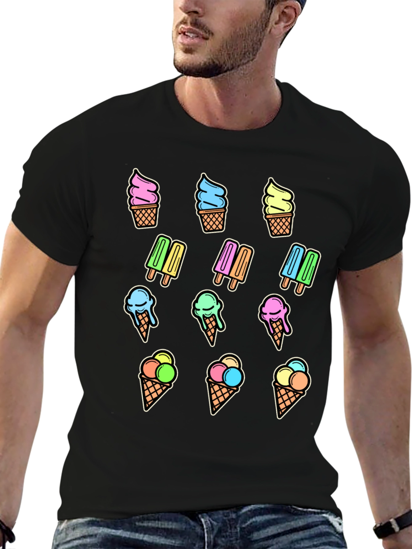 Fun Ice Cream Print T-Shirt - Summer Style