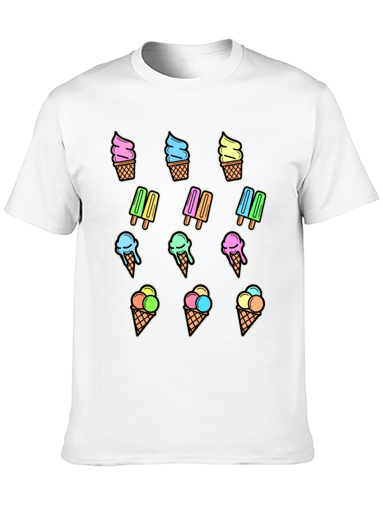 Fun Ice Cream Print T-Shirt - Summer Style