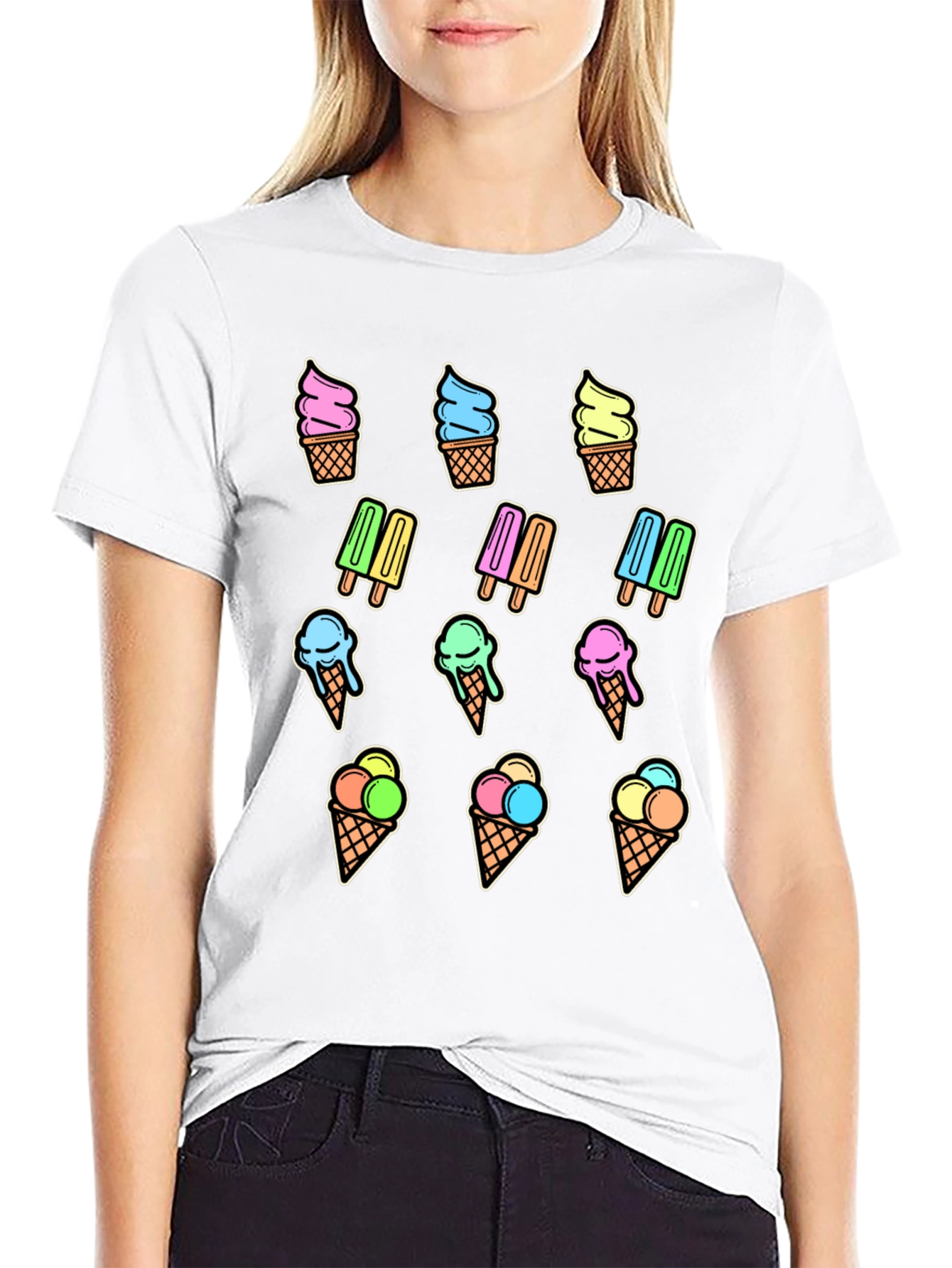 Fun Ice Cream Print T-Shirt - Summer Style