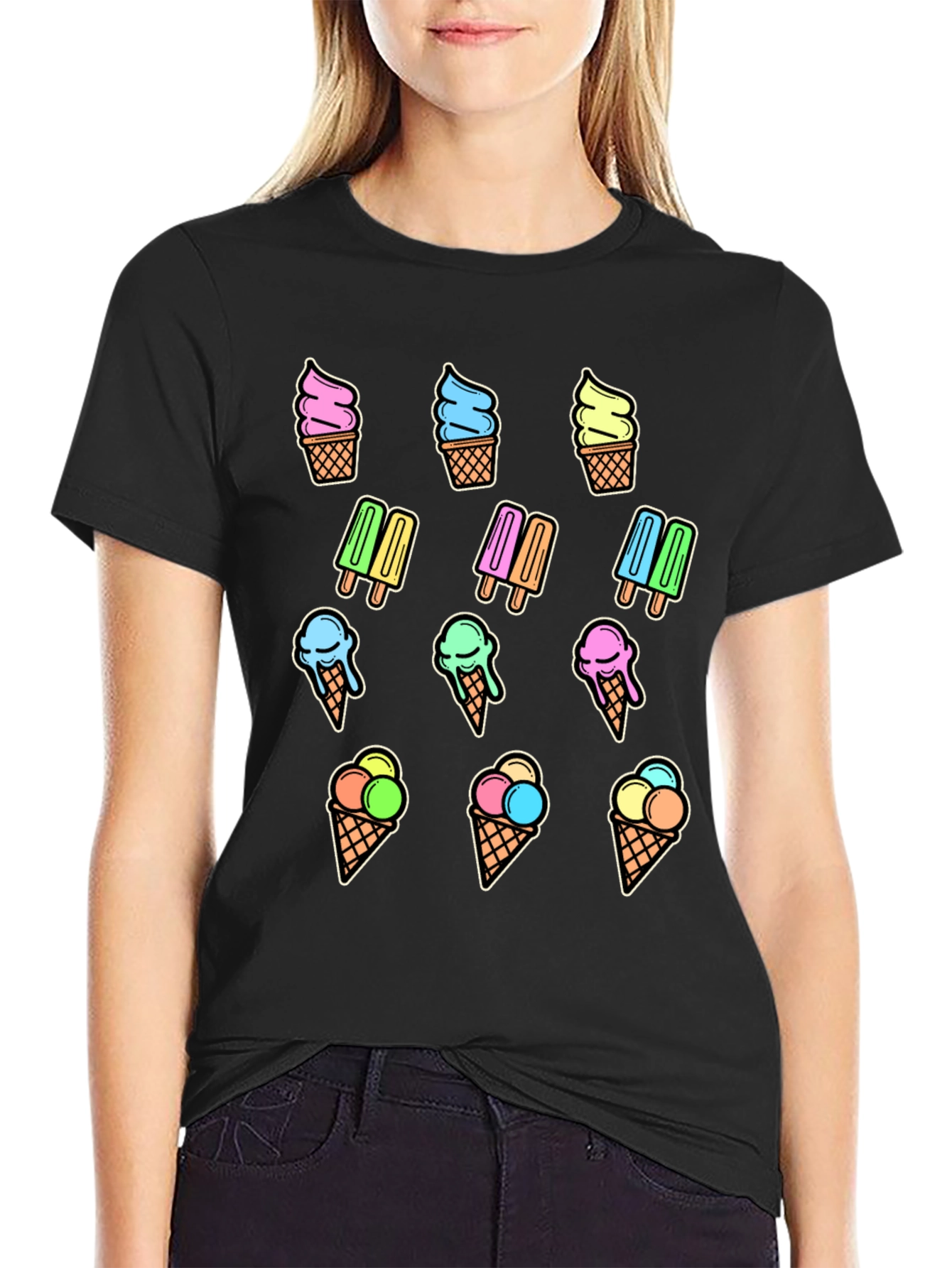 Fun Ice Cream Print T-Shirt - Summer Style