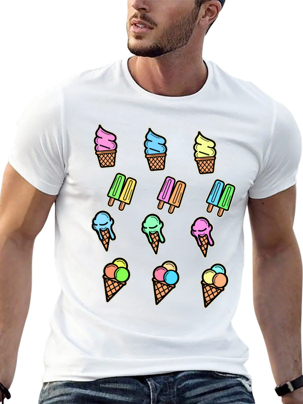 Fun Ice Cream Print T-Shirt - Summer Style
