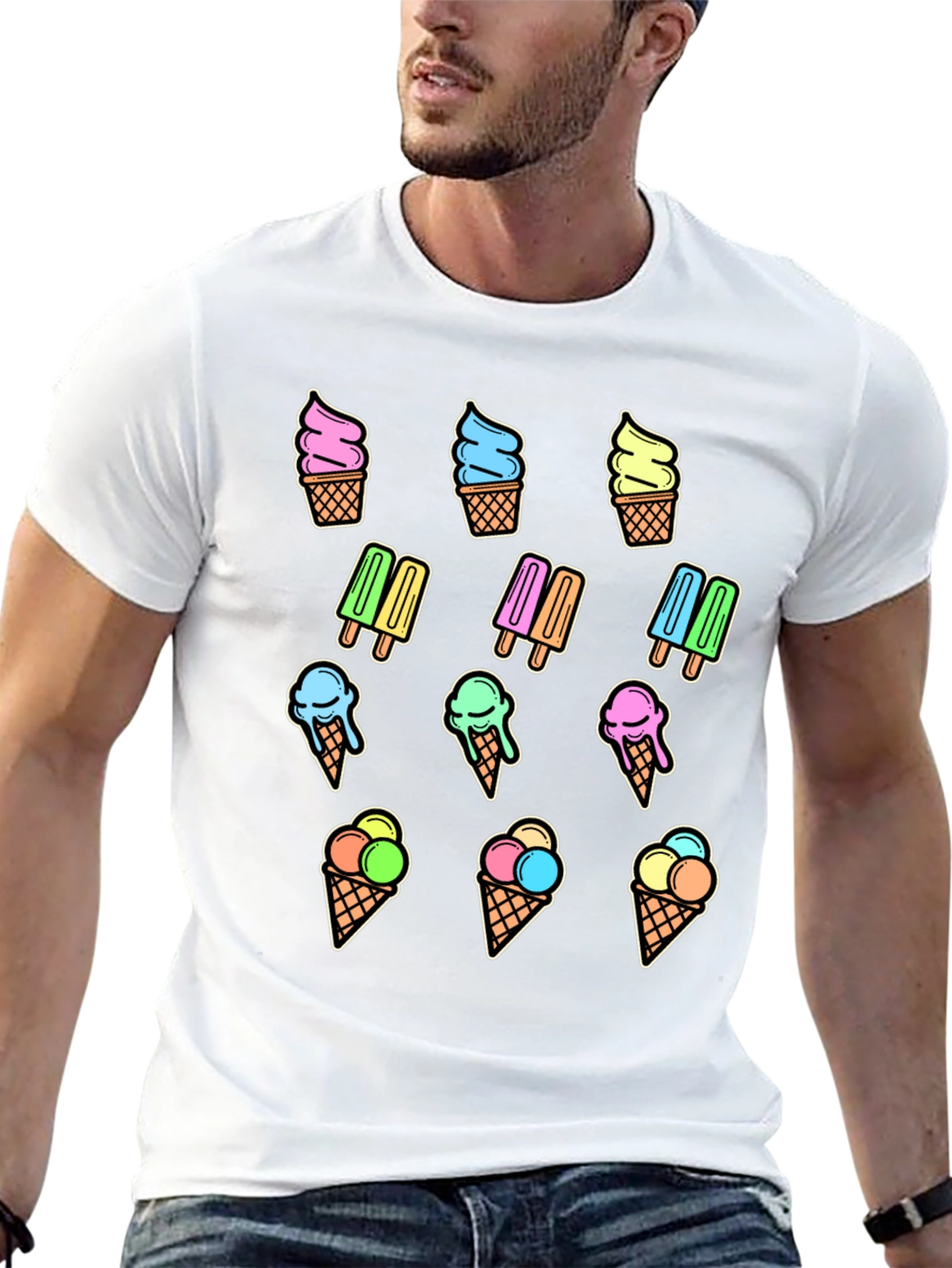 Fun Ice Cream Print T-Shirt - Summer Style
