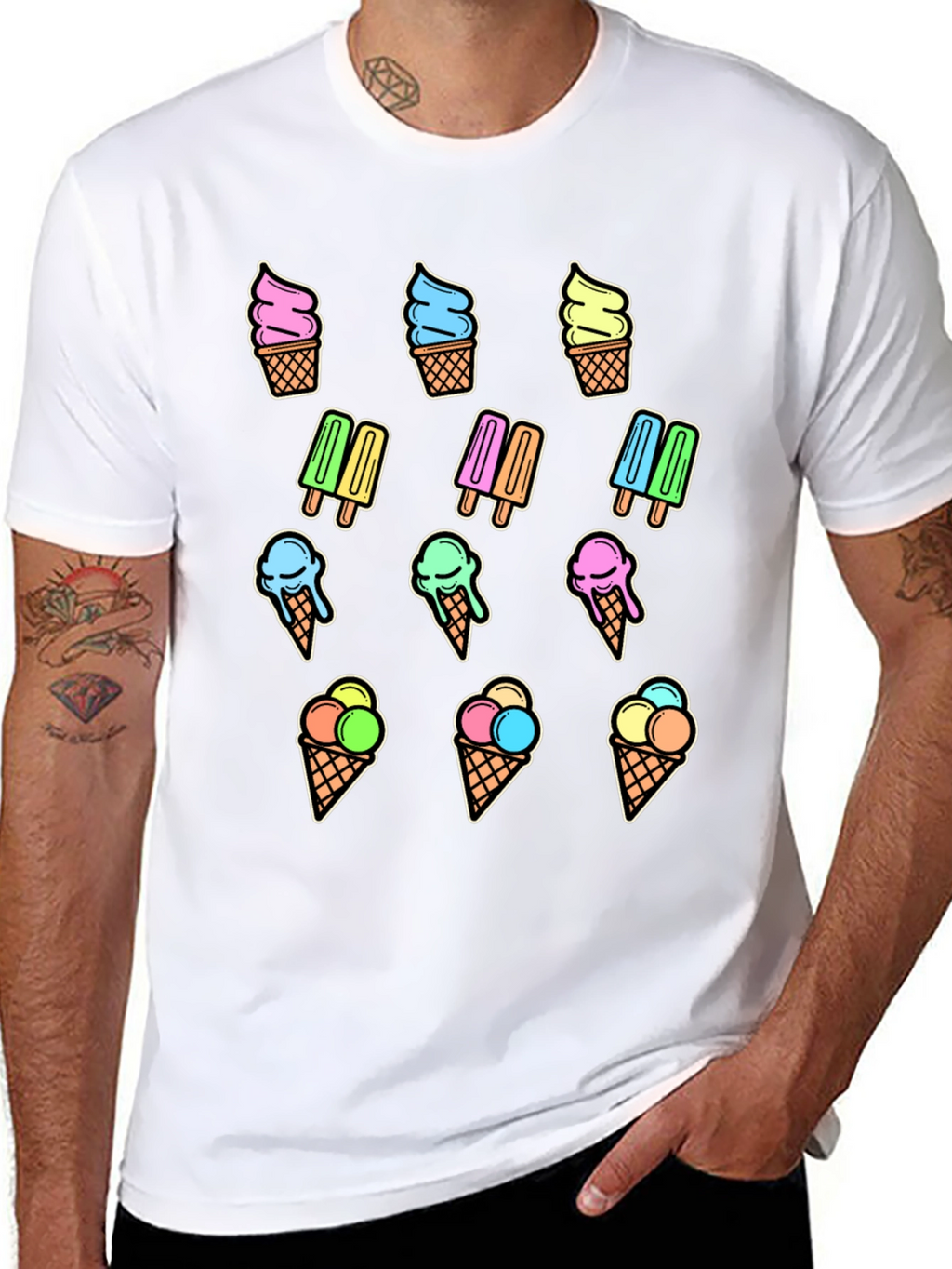 Fun Ice Cream Print T-Shirt - Summer Style