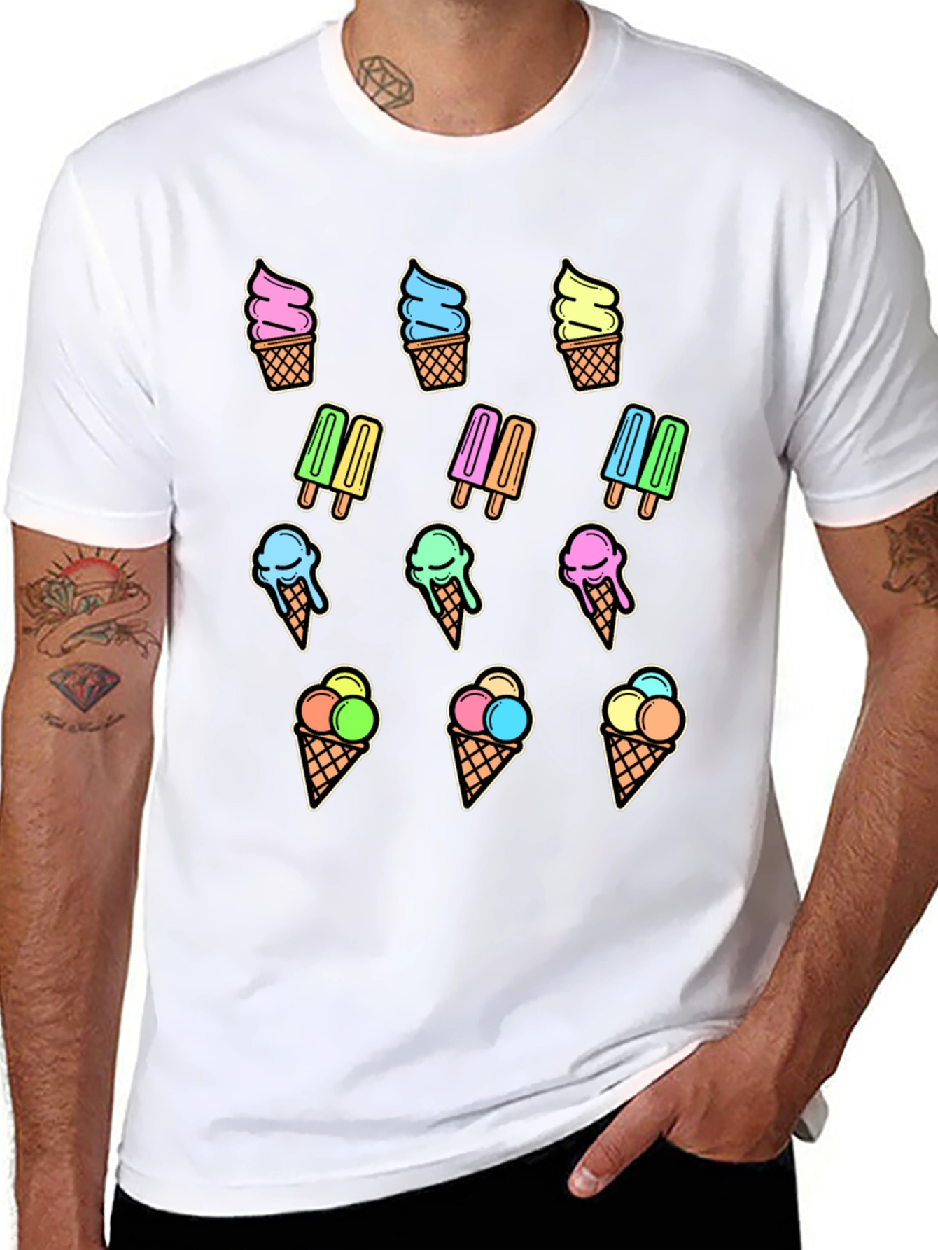 Fun Ice Cream Print T-Shirt - Summer Style