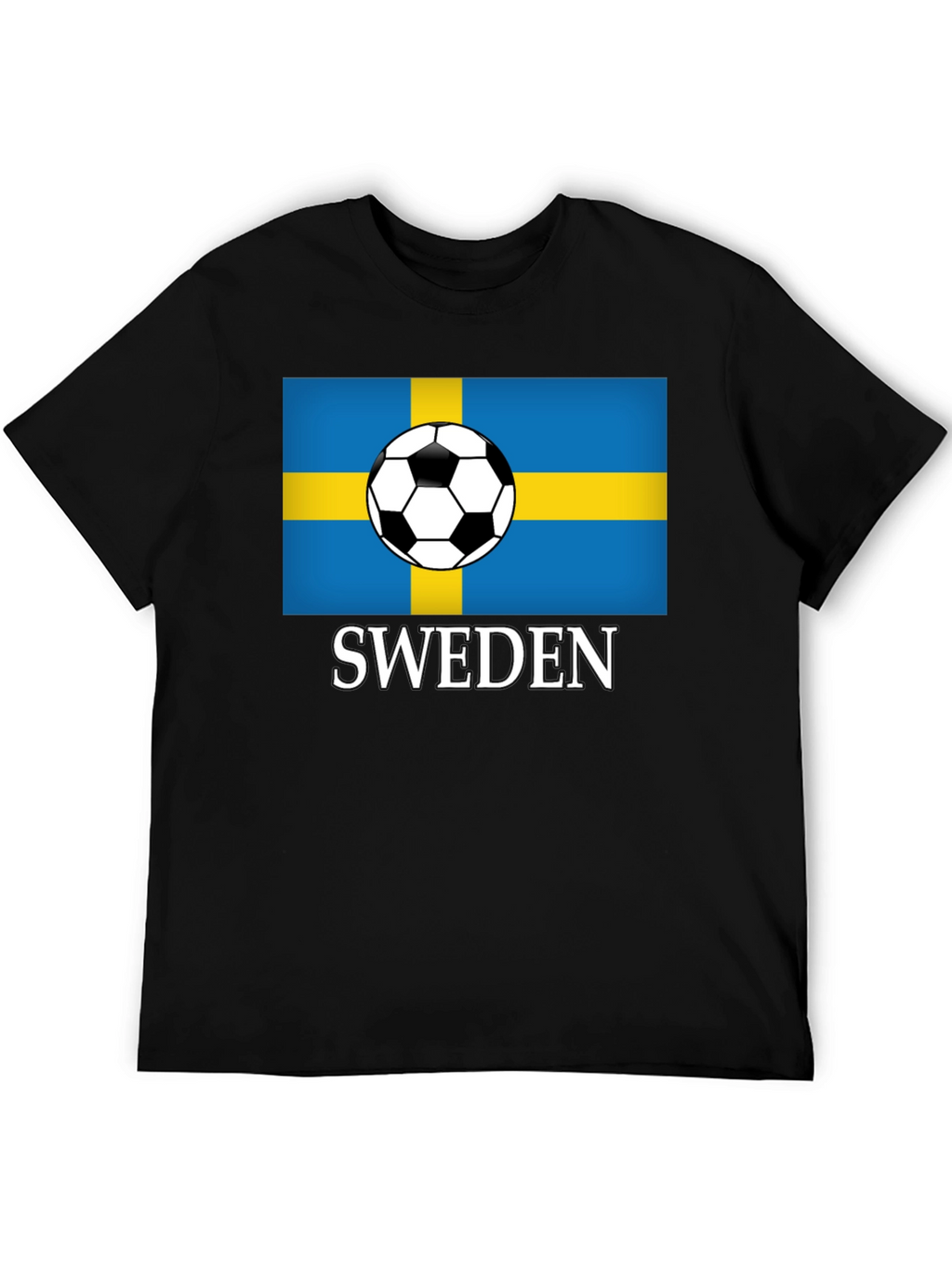 Sweden Soccer Flag T-Shirt - Black Graphic Tee